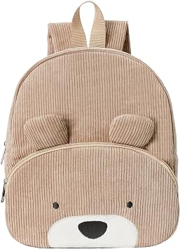 FOSLXIN Sac à Dos Écolier en Velours Côtelé Motif Ourson