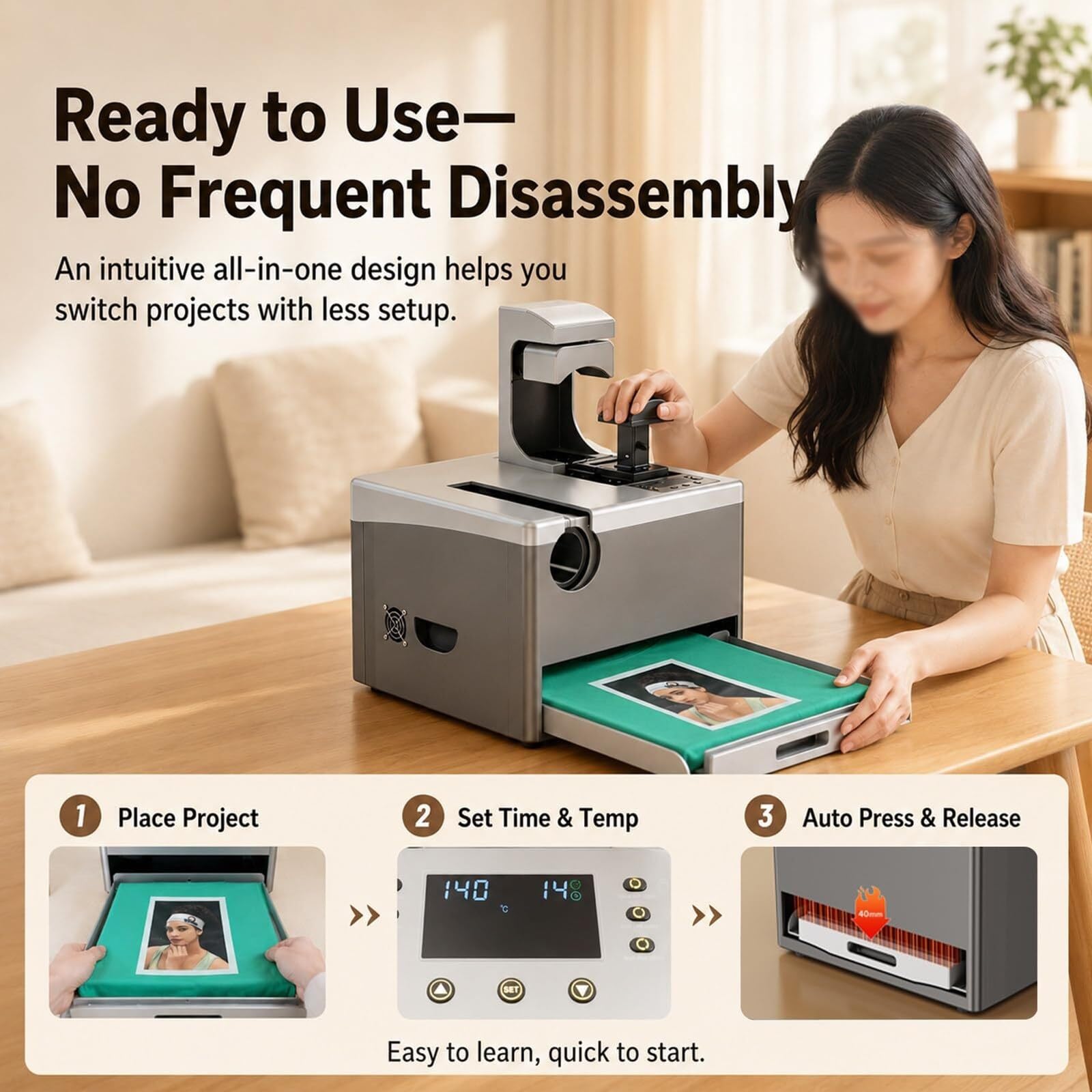 Prensa térmica automática de 15x15 pulgadas con control de temperatura