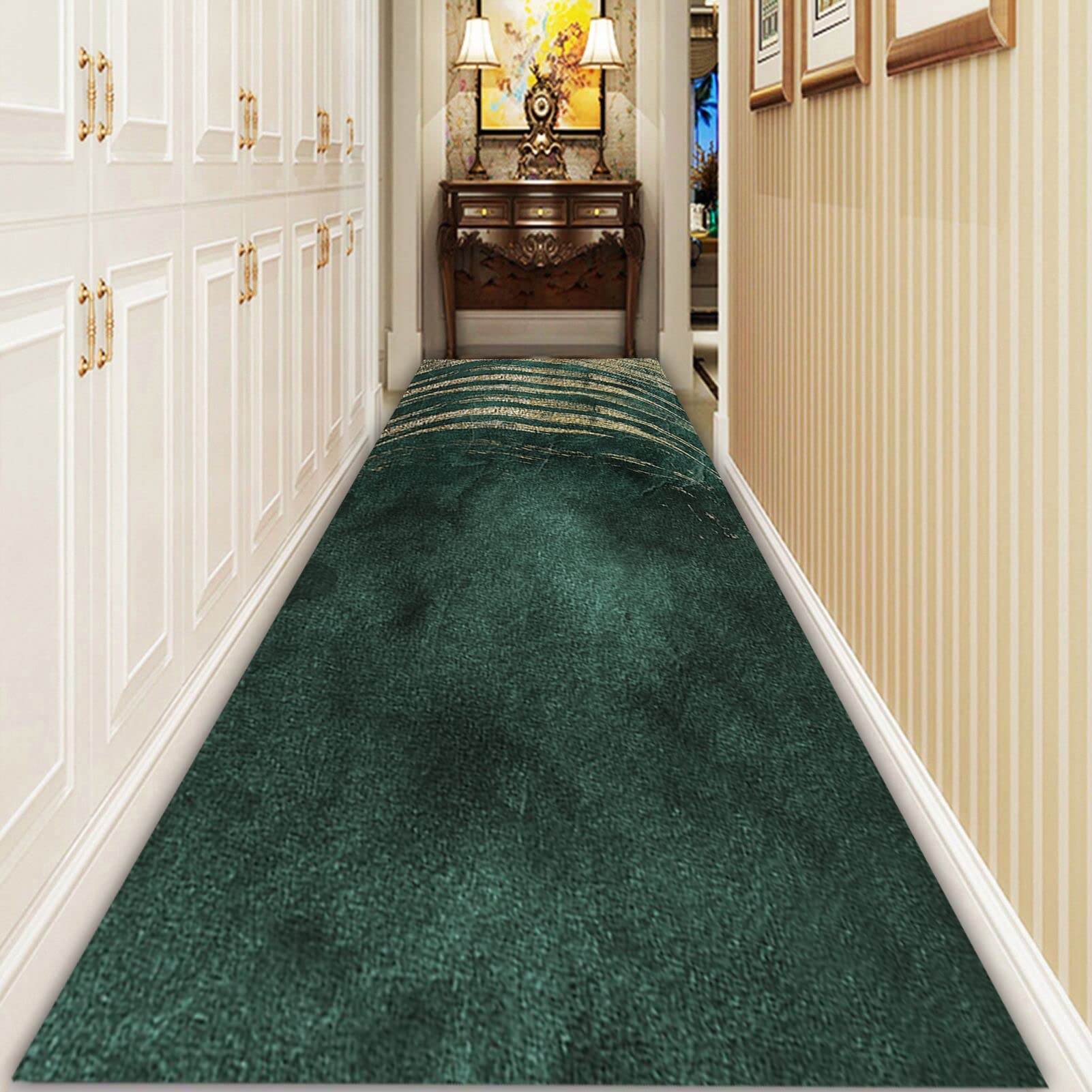Moderni tappeti per corridori Verdi per Scale di corridoio, Tappeto Lungo corridori Domestici corridoio Stretto Tappeto Runner Lavabile Antiscivolo tappetini, Larghezza 60 cm 80cm 100 cm 120 cm