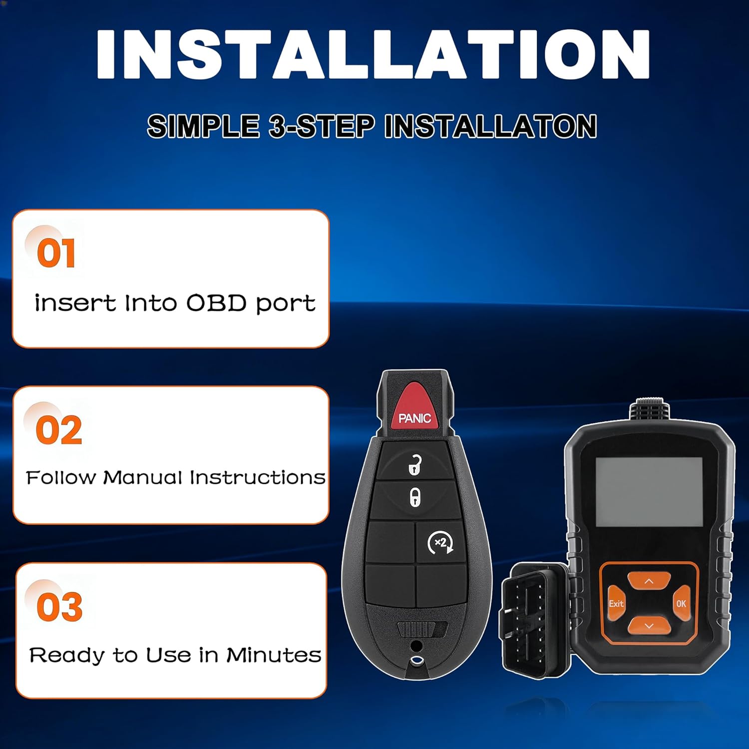 2 PCS IYZ-C01C DIY Remote Key Fob Kit Replacement for Dodge RAM 2008 2009 2010 2011 2012 Grand Caravan Chrysler Town & Grand Cherokee Country Jeep with OBD Tool