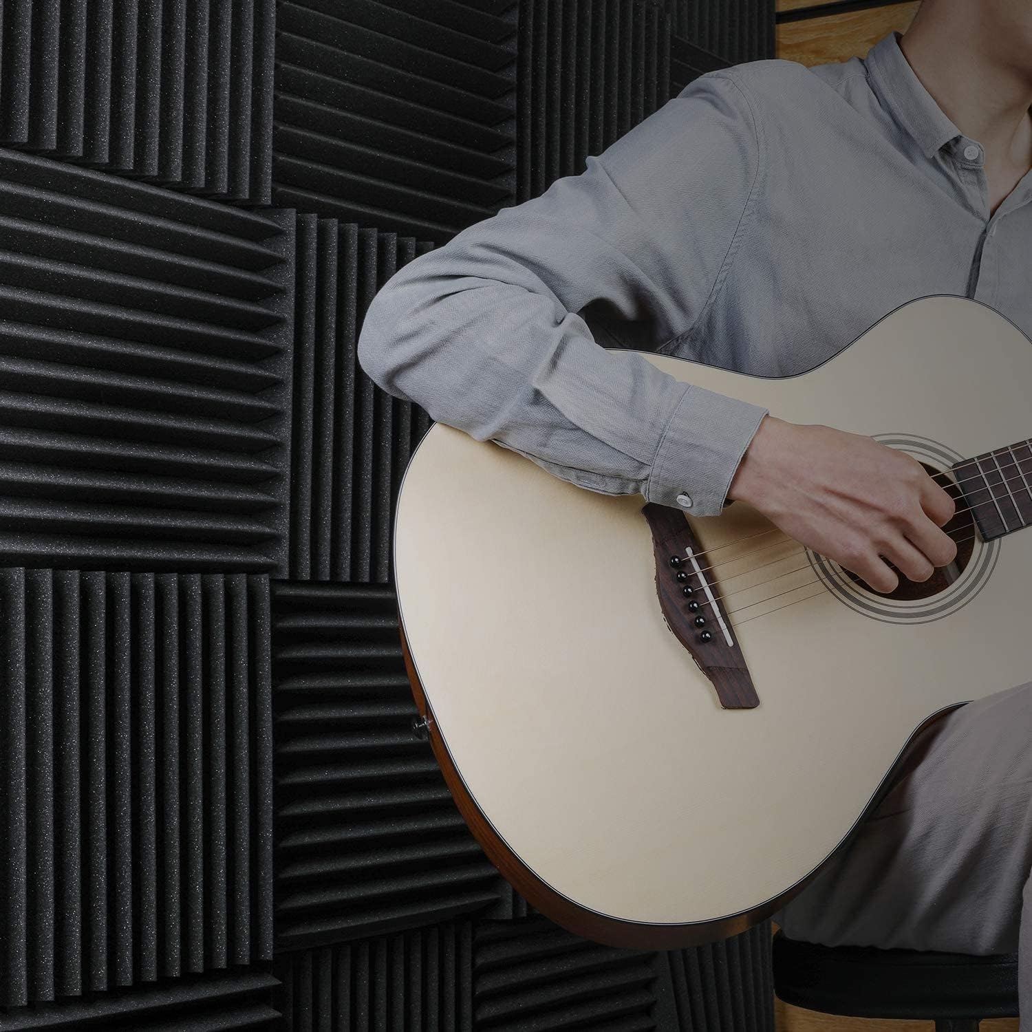 Acoustic Panels 24 Pack, Soundproof Foam Panels For Walls 1 x 12 x 12 Inches, Noise Reducing Studio Soundproofing Wedges, High Density Sound Absorbing Panels, Charcoal thumbnail