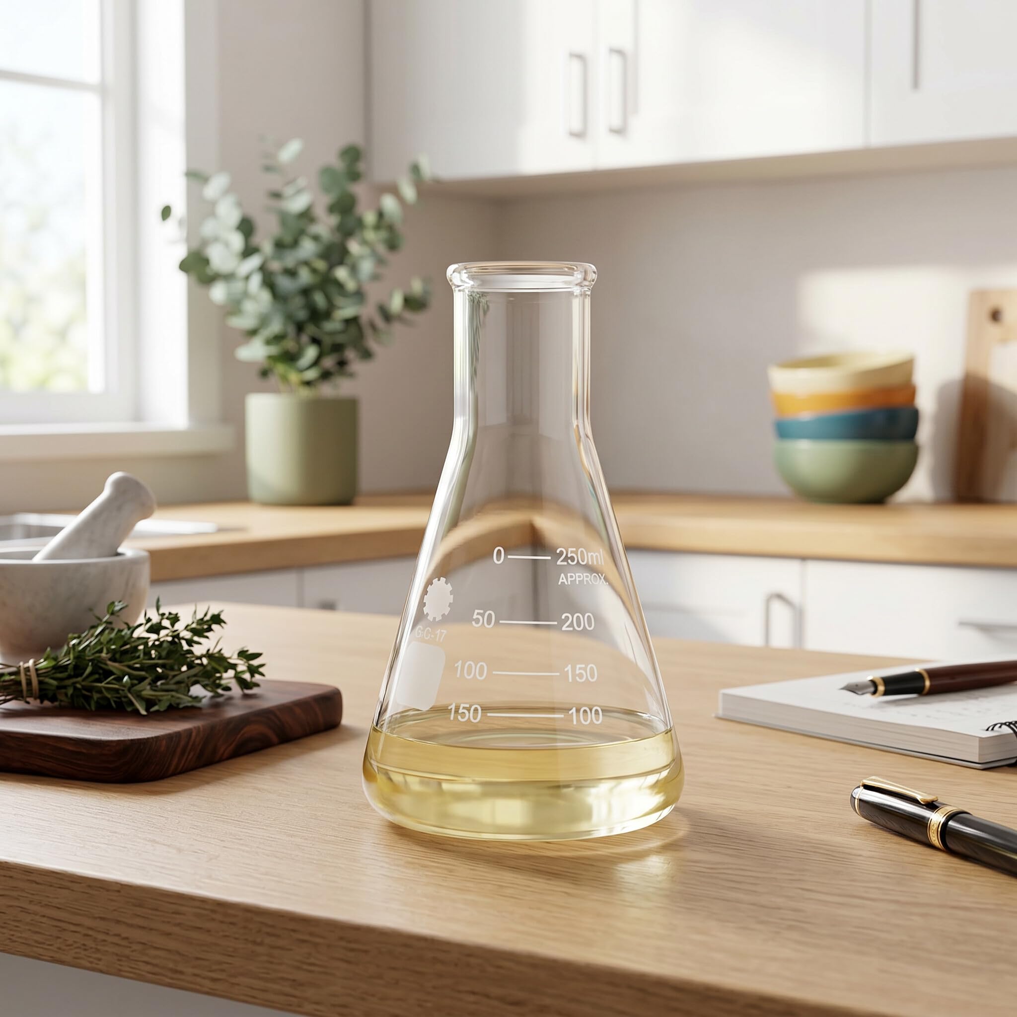 Fiole Erlenmeyer de Chimie 250 Ml, Fiole Erlenmeyer 250 Ml Verrerie Laboratoire à Bouche étroite pour Projets de Laboratoire