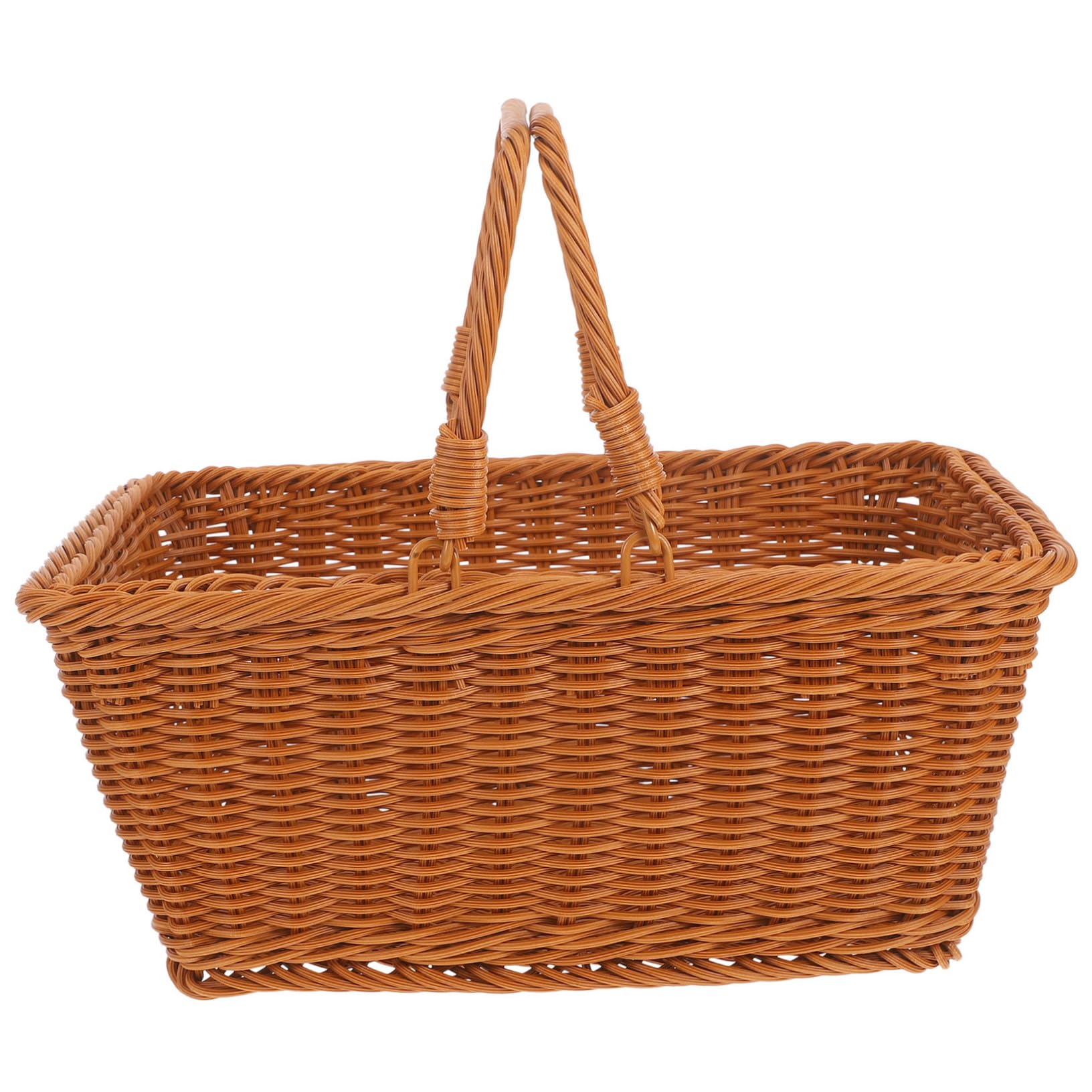 LABRIMP Cesta de Picnic Tejida de Ratan Imitación con Asa Contenedor de para Almacenamiento para Excursiones y Decoración de Eventos