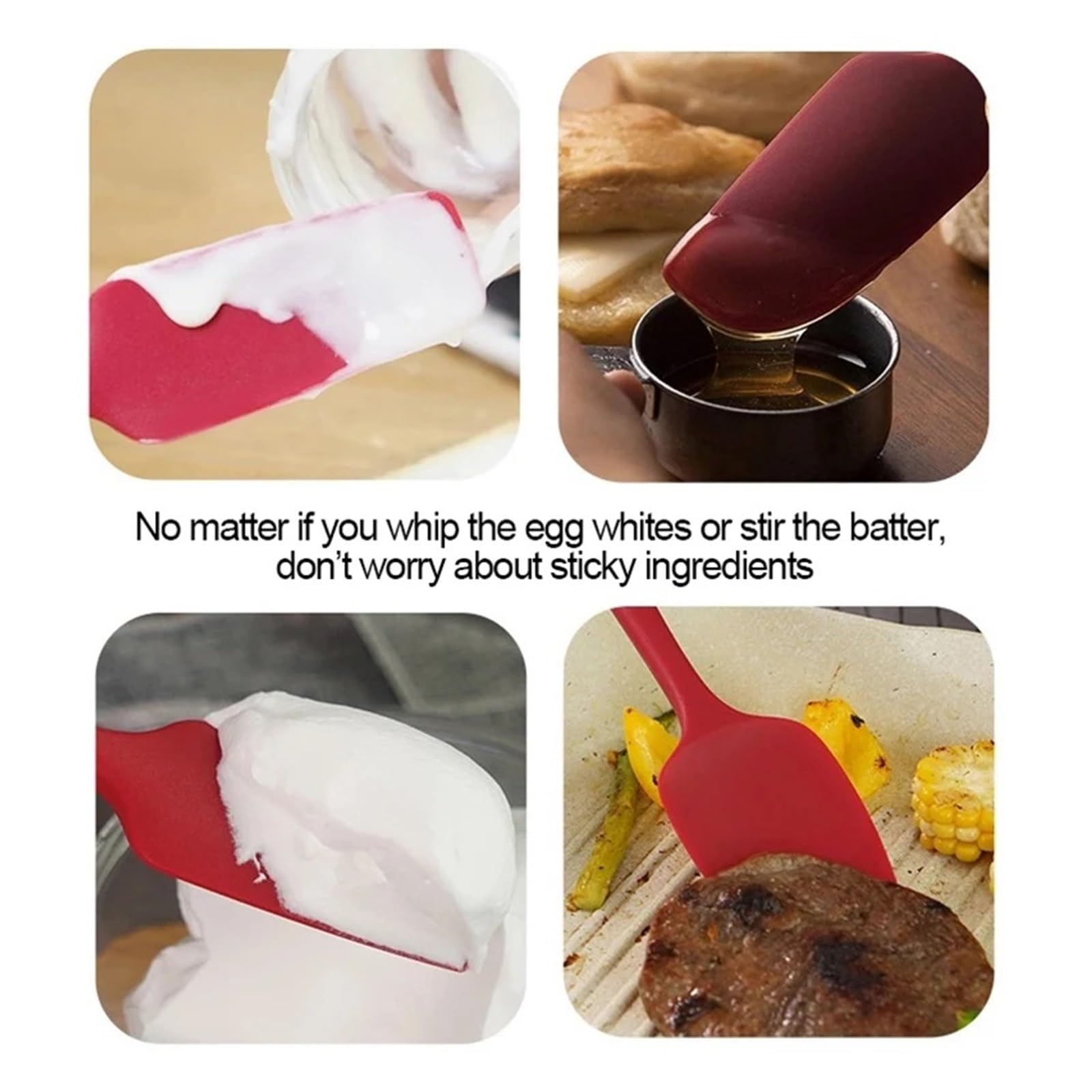 4/5-teiliges Set aus Silikonspateln, hitzebeständigen Butterstreichern, Glasschabern, Teigschabern und Küchenhelfern for Kochen Backen(5Pcs Red)