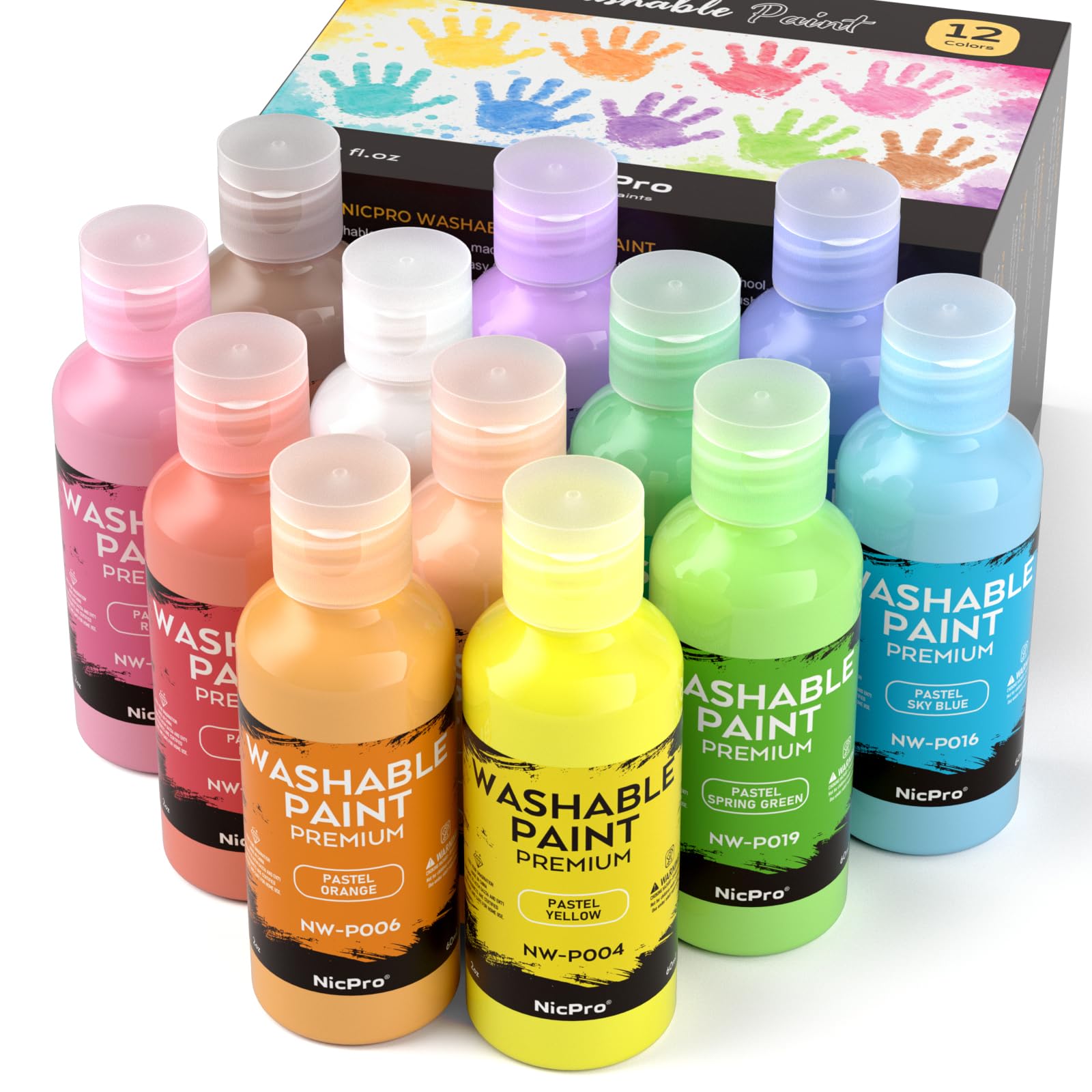 Toddler Finger Paint - 12 Colors, Washable & Non-Toxic -10
