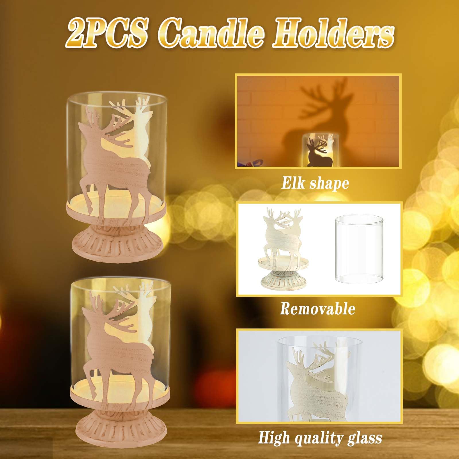 Bougeoir Décoration De Fenêtre Cerf Dans La Forêt Décoration Rouille 38x30cm