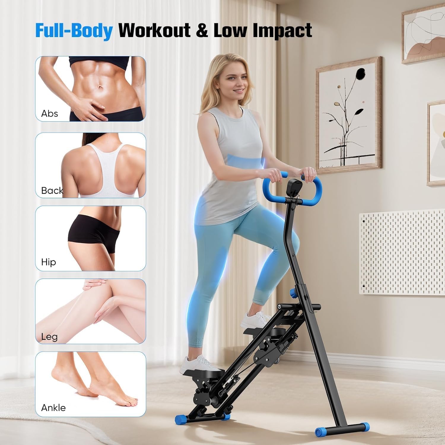 Stepper e salita migliorato con regolazione in altezza a 3 livelli, un allenamento ellittico, display LCD, design pieghevole e portatile e corrimano regolabili, per esercizi a casa e palestra