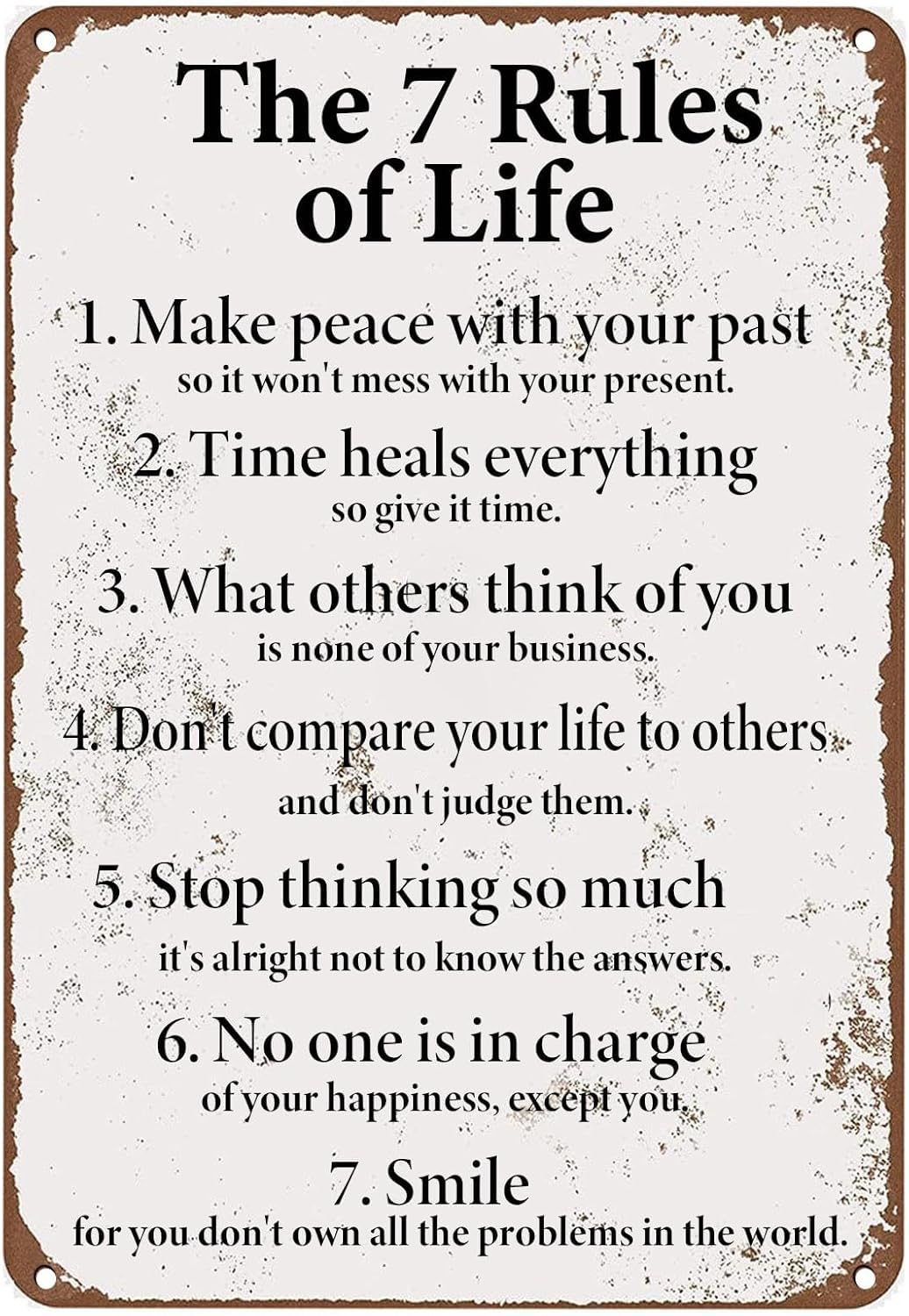 Motivational Quotes Metal Tin Sign 7 Rules Of Life Wall Art for Men Inspirational Posters for Classroom High School Bedroom Home Gifts - Birthday Thanksgiving Christmas 8x12 Inch