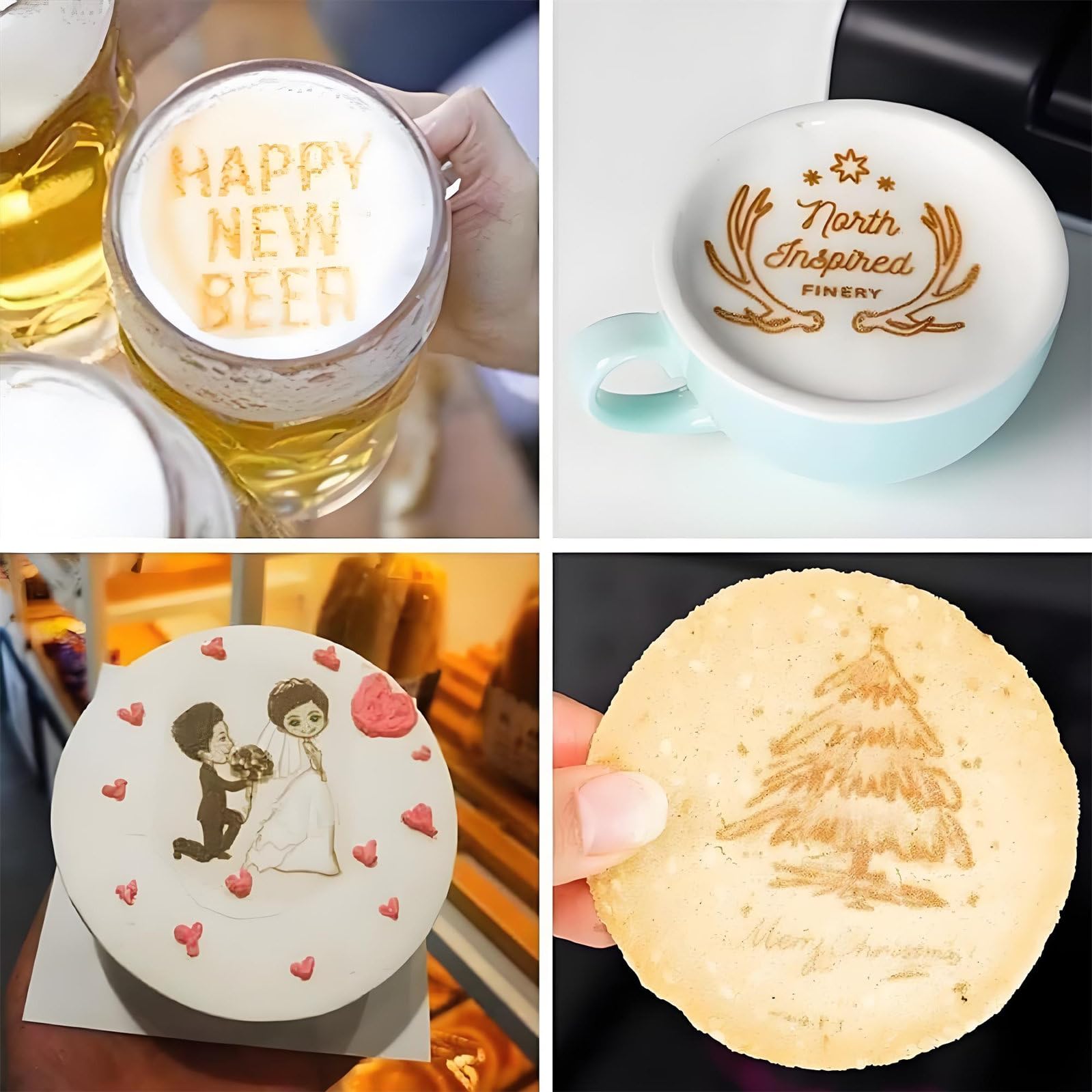 Drukarka Do Kawy Latte Art 3D - Drukarka Do Kawy Z Wi-Fi I Ekranem Dotykowym, Skanowanie Kodów Qr, Drukowanie Spersonalizowanych Zdjęć, Ciasta, Desery, Piwo, Ciastka, Chleb White