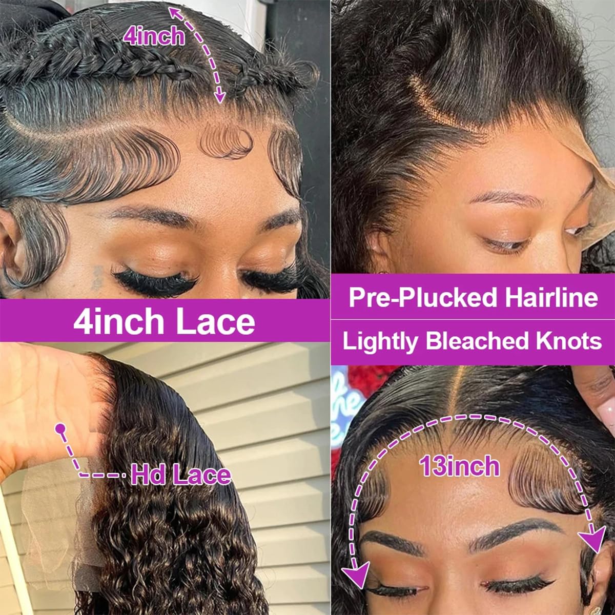 Amazon.com : Noxlouis 34 Inch Deep Wave Lace Front Wigs  display picture 2