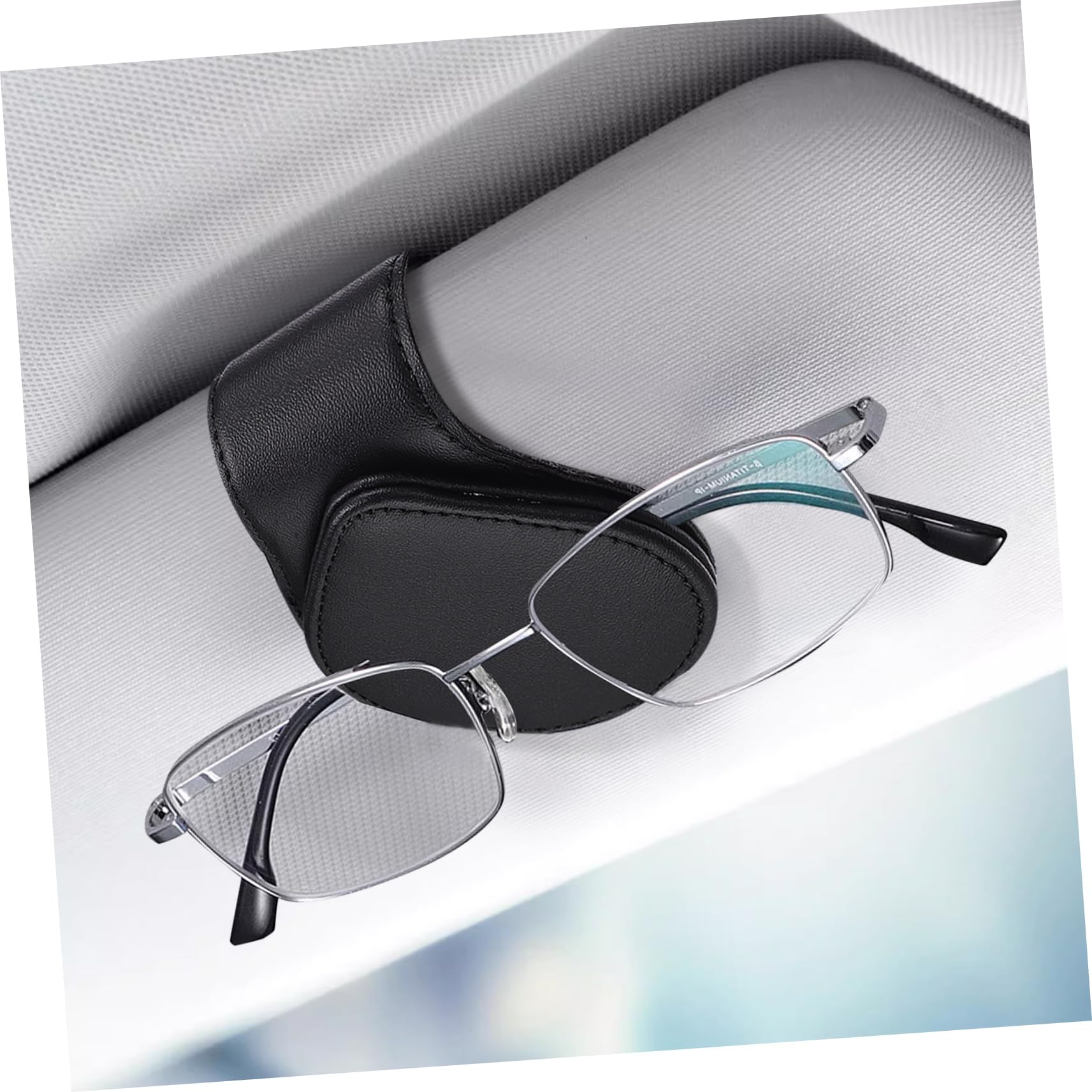 iplusmile 4pezzi Portaocchiali Per Auto Pu Pelle Supporto Per Da Sole Clip Per Visiera Auto Con Scomparti Per Biglietti e Carte Protezione Ottimale