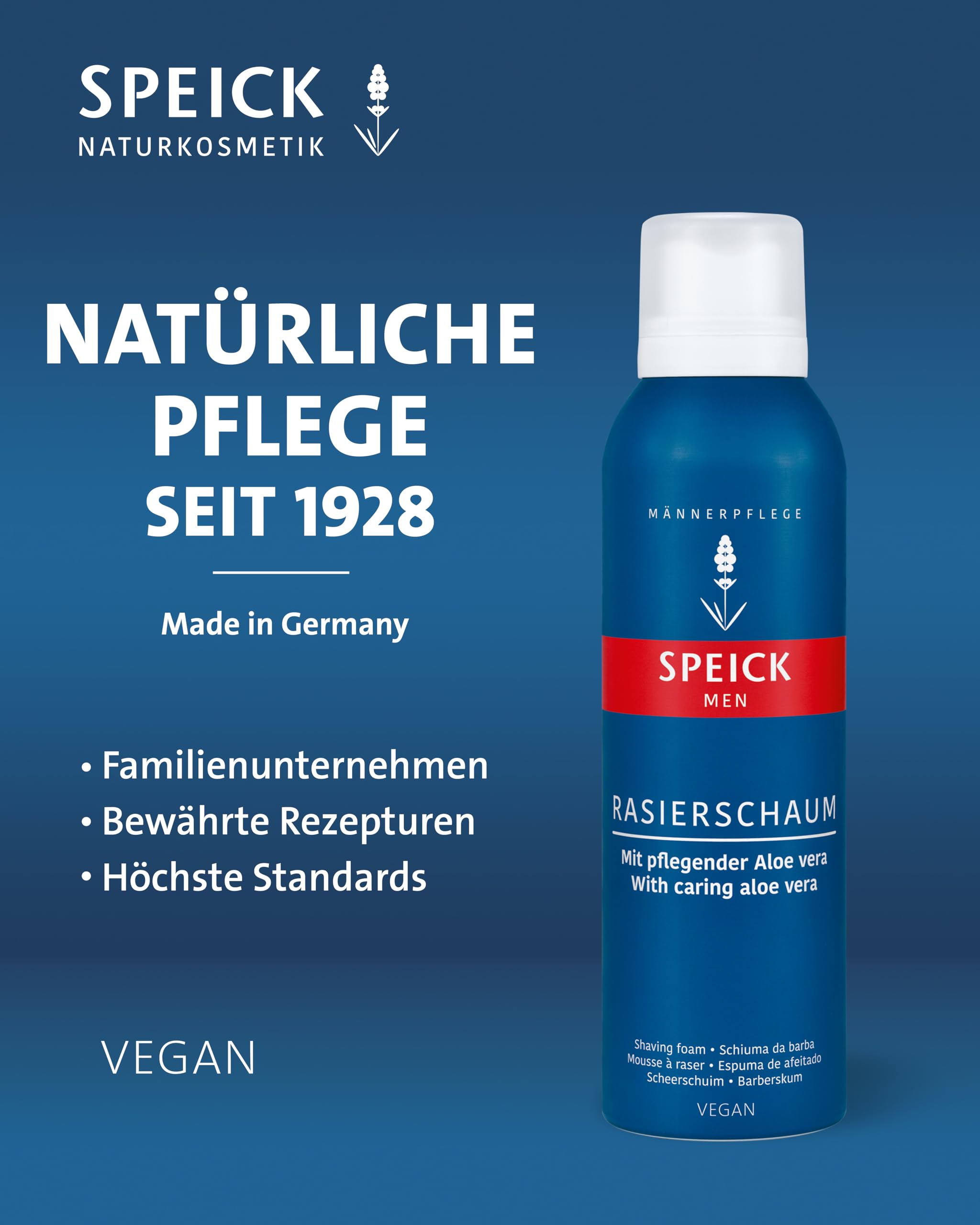 Speick Rasierschaum 10er Pack 10x200 ml für Herren mit Aloe Vera Duft für empfindliche Haut