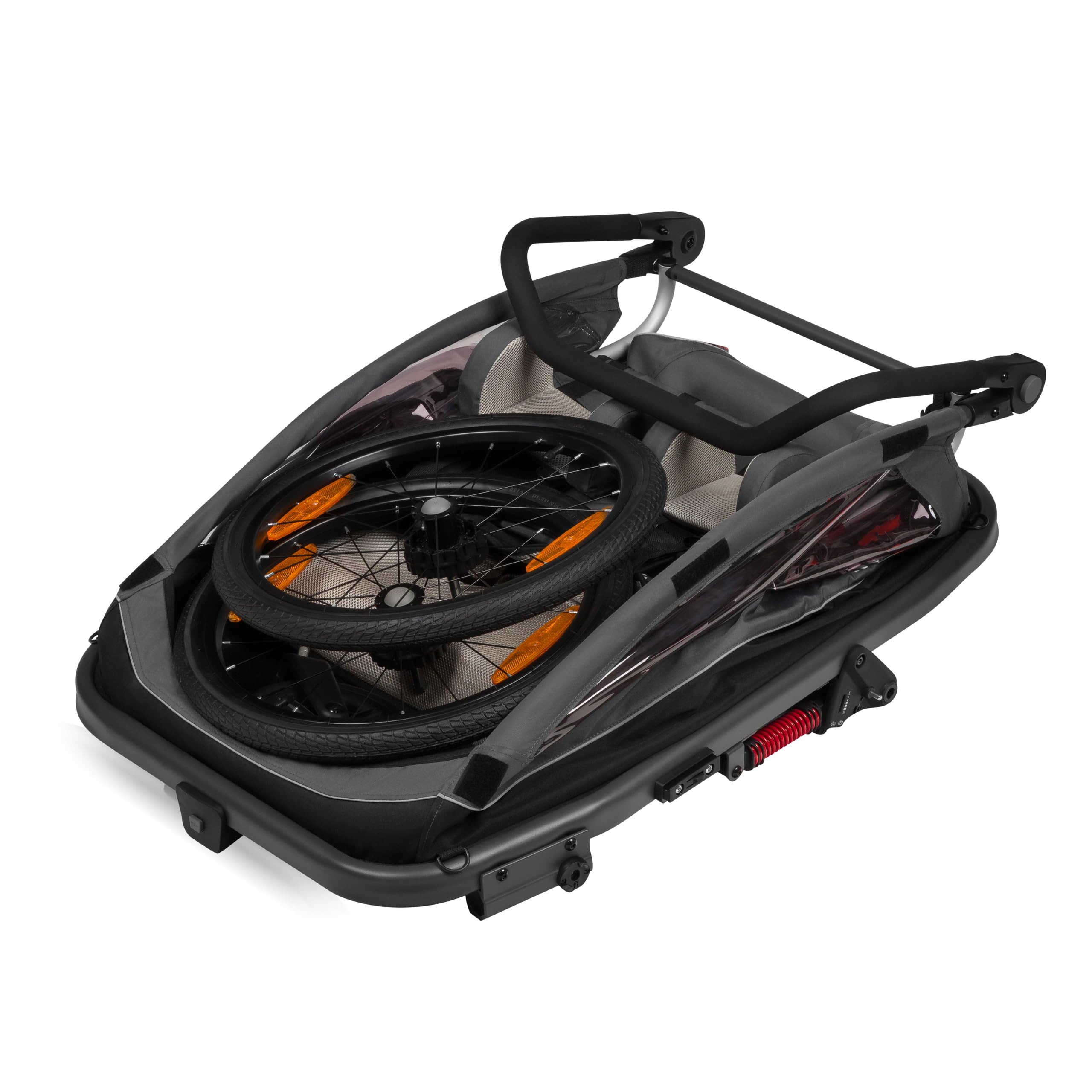 LIONELO CAMA Remorque vélo 2 en 1 avec Fonction Poussette pour 1 ou 2 Enfants de 6 m. à 6 Ans, capacité de Charge 2x22 kg, Suspension, Grandes Roues, auvent étanche