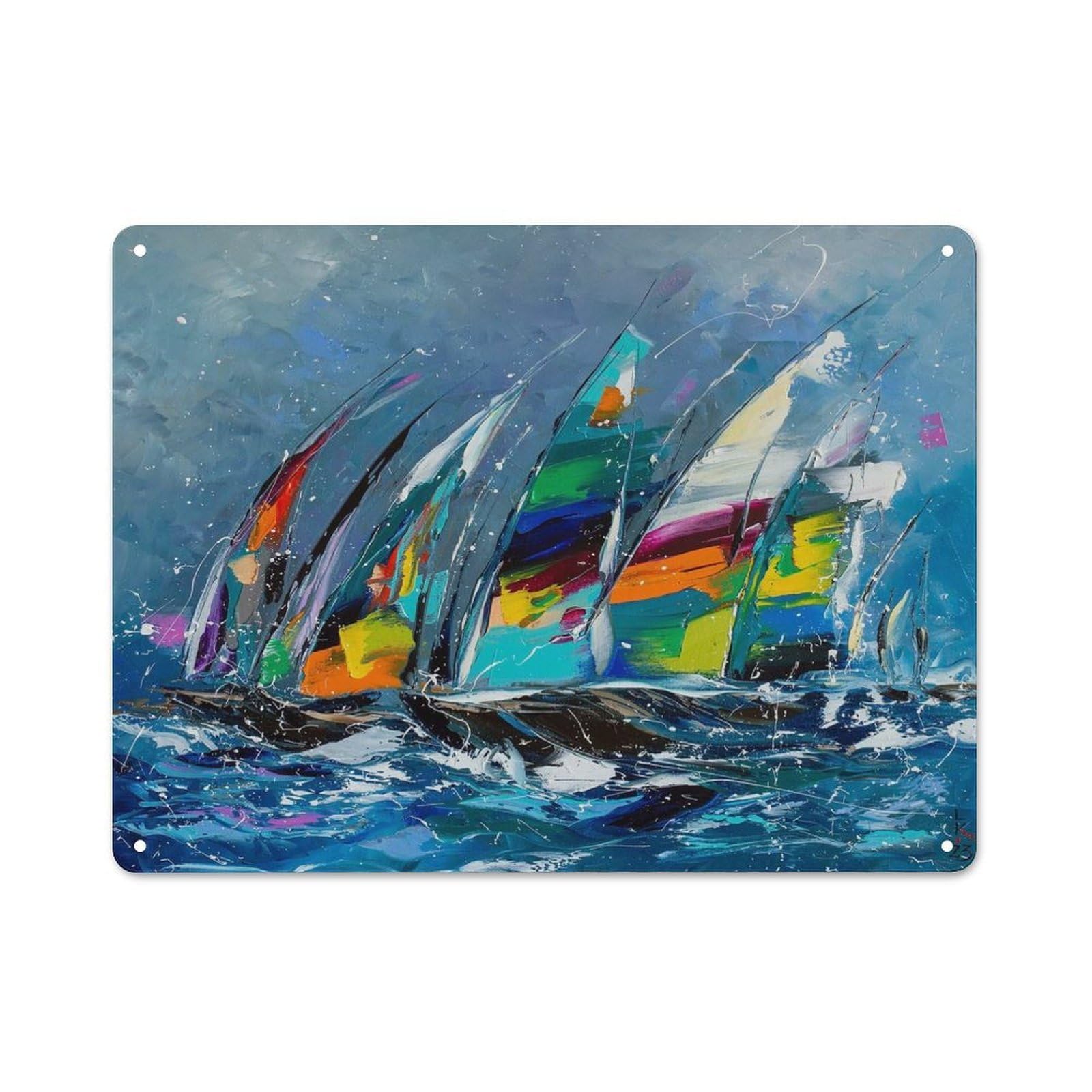 Junmoney Style-9 Regatta Creative Metal Wall Decor 30X40cm, Decorative Metal Sign For Office, Study, Studio Or Hallway