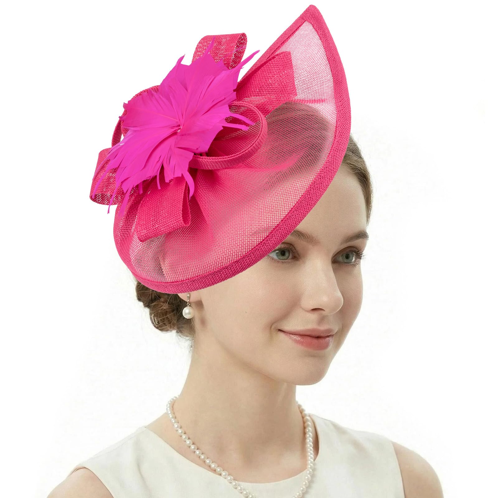 DRESHOW Women Fascinator Hats Tea Party Hat Vintage Pillbox Hat Headband for Cocktail