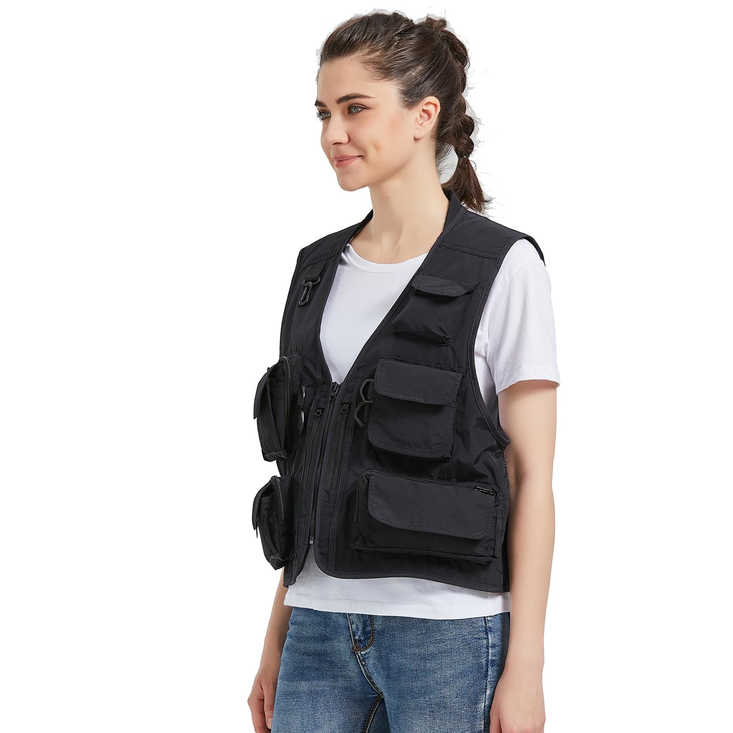Ziker Gilet de pêche en maille respirante pour femme avec poches