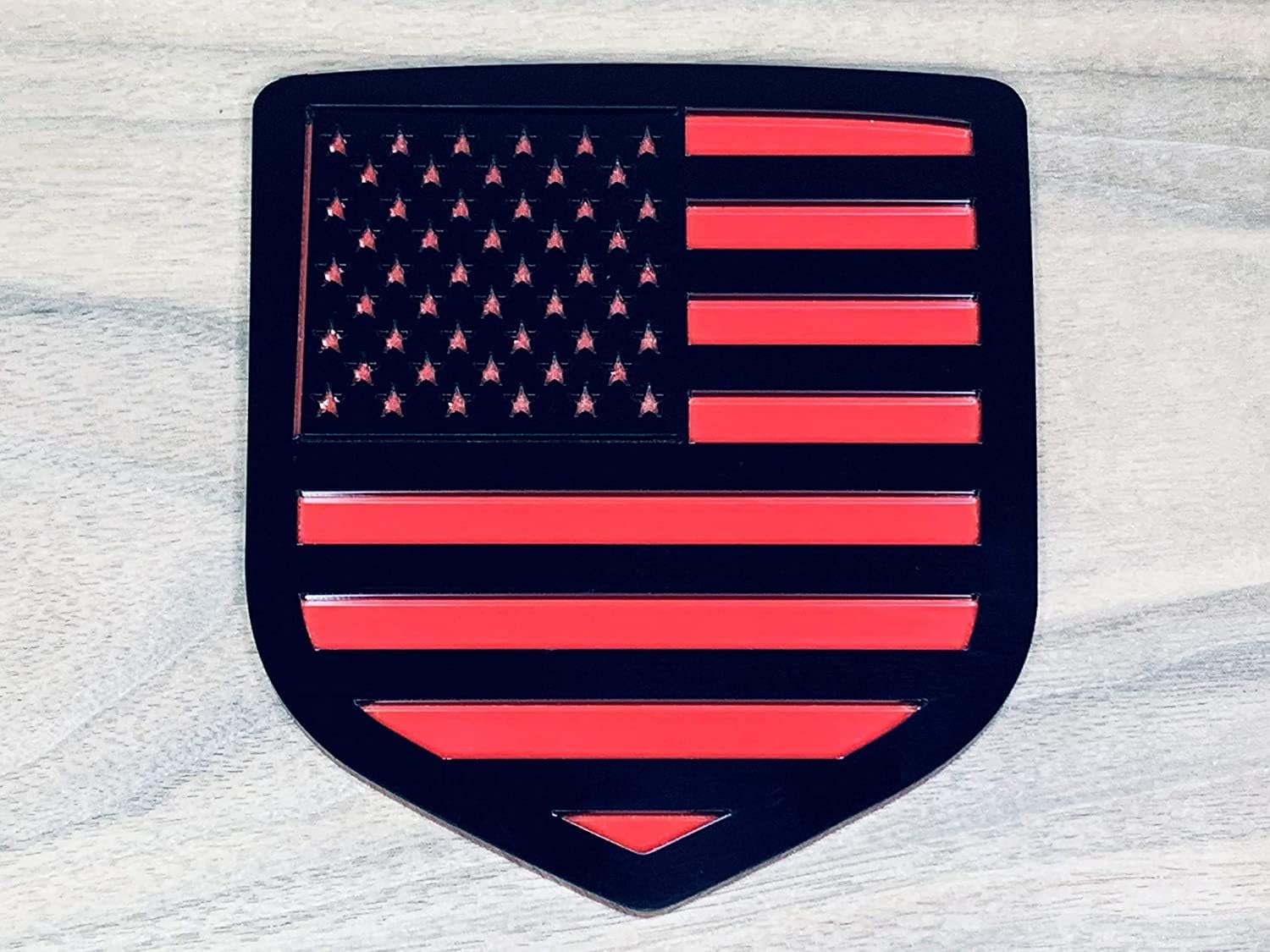 300 Industries Tailgate Emblem Badge for Dodge Ram 1500/2500/3500 (2009-2018, American Flag - Black Over Red)