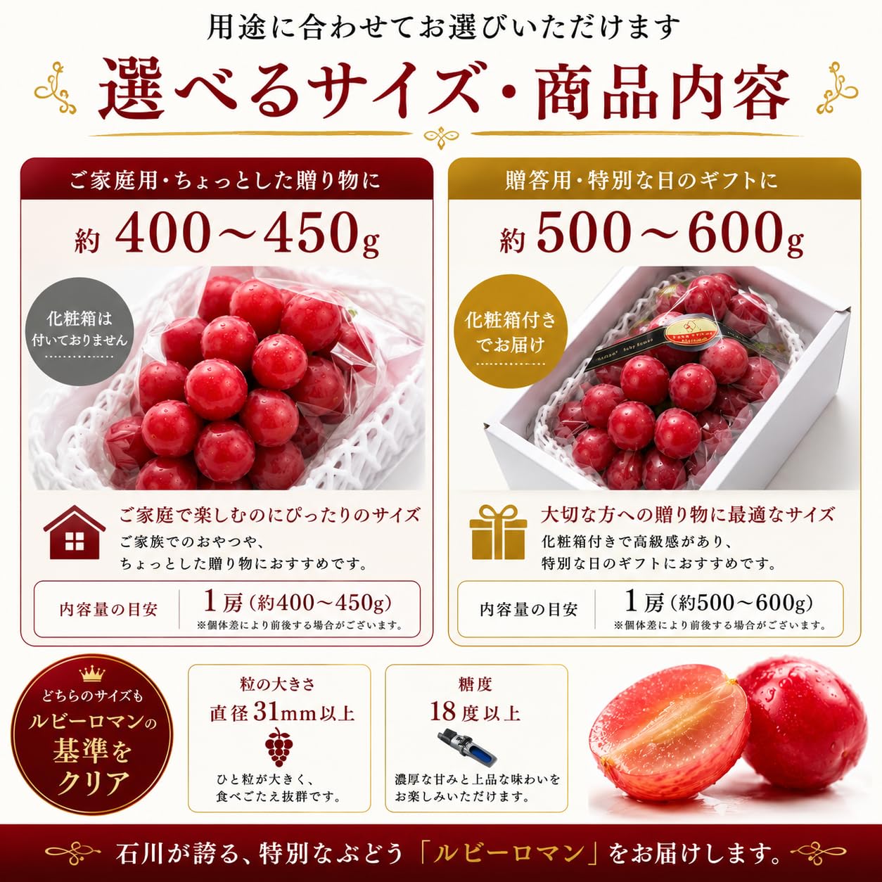Amazon.co.jp: 【石川県が誇る最高級ぶどう】ルビーロマン 糖度18度