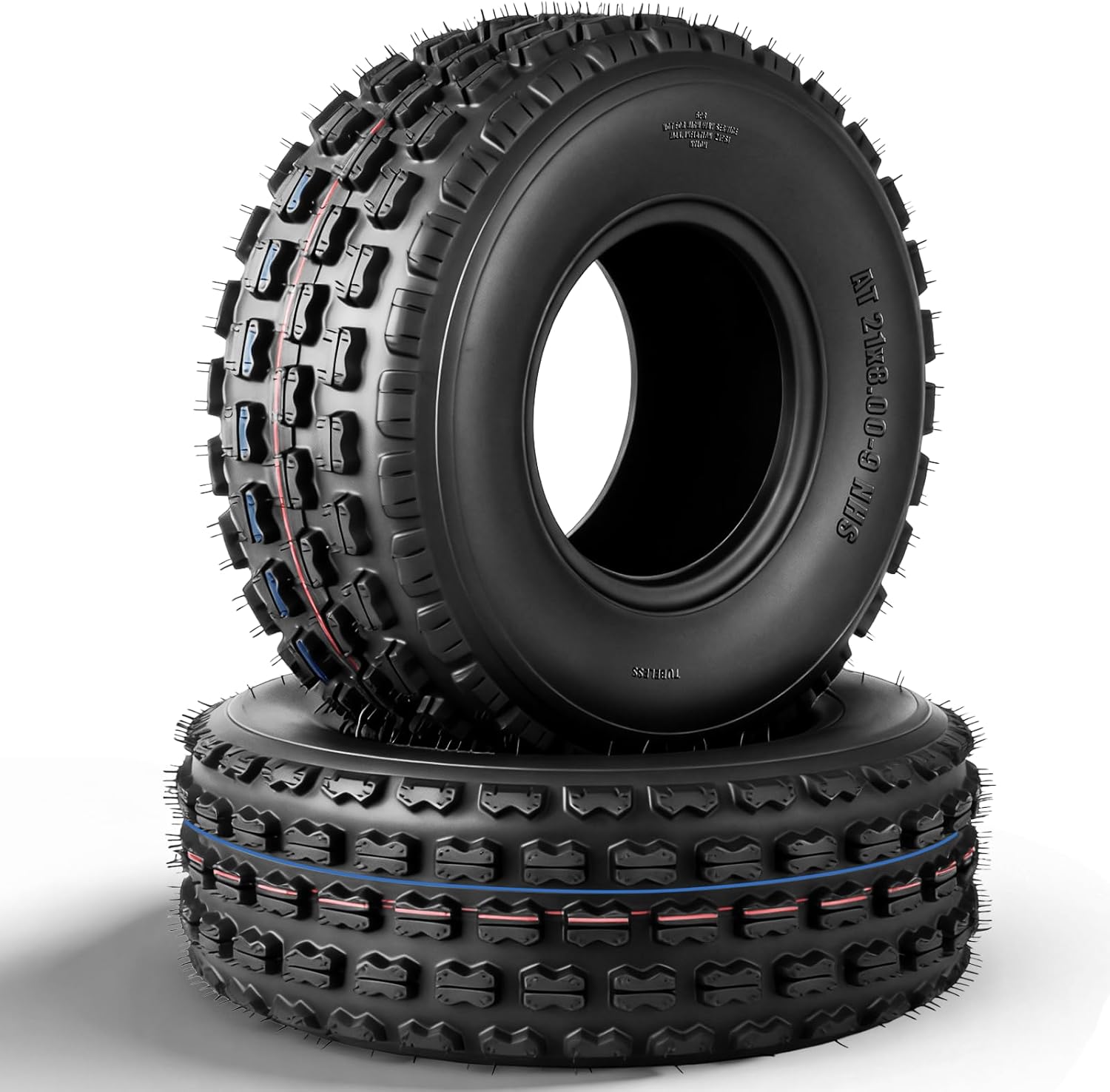 TRIBLE SIX 21x8-9 ATV/UTV Tires Set of 2, 21x8x9 Heavy Duty All-Terrain Mud & Trail Tires, 6PR Tubeless, Non-Directional Tread for Mud, Trail, Sand