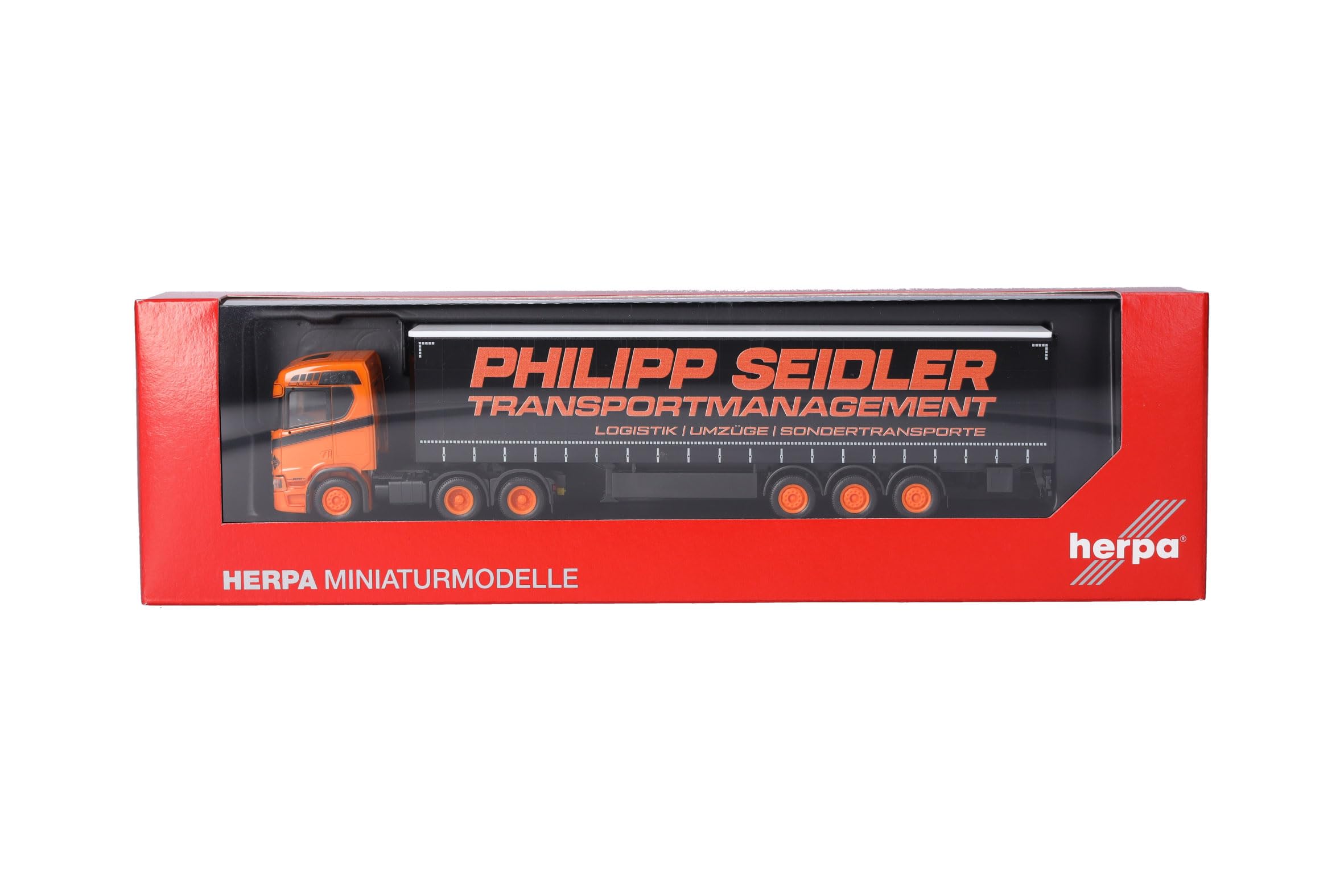 Herpa camion in miniatura Scania CR 20 ND semirimorchio telonato “Philipp Seidler”, miniatura in scala 1:87, pezzo da collezione, Made in Germany, plastica - 5