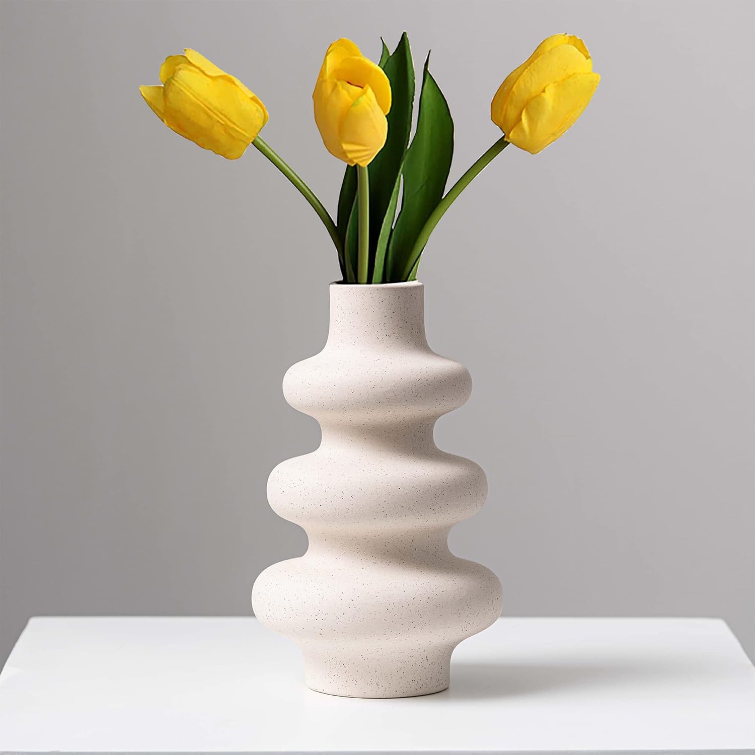 FANTESTICRYAN Ceramic Vase Modern Dried Flower Vase Off White Round FANTESTICRYAN Ceramic Vase Modern Dried Flower Vase Off White Round