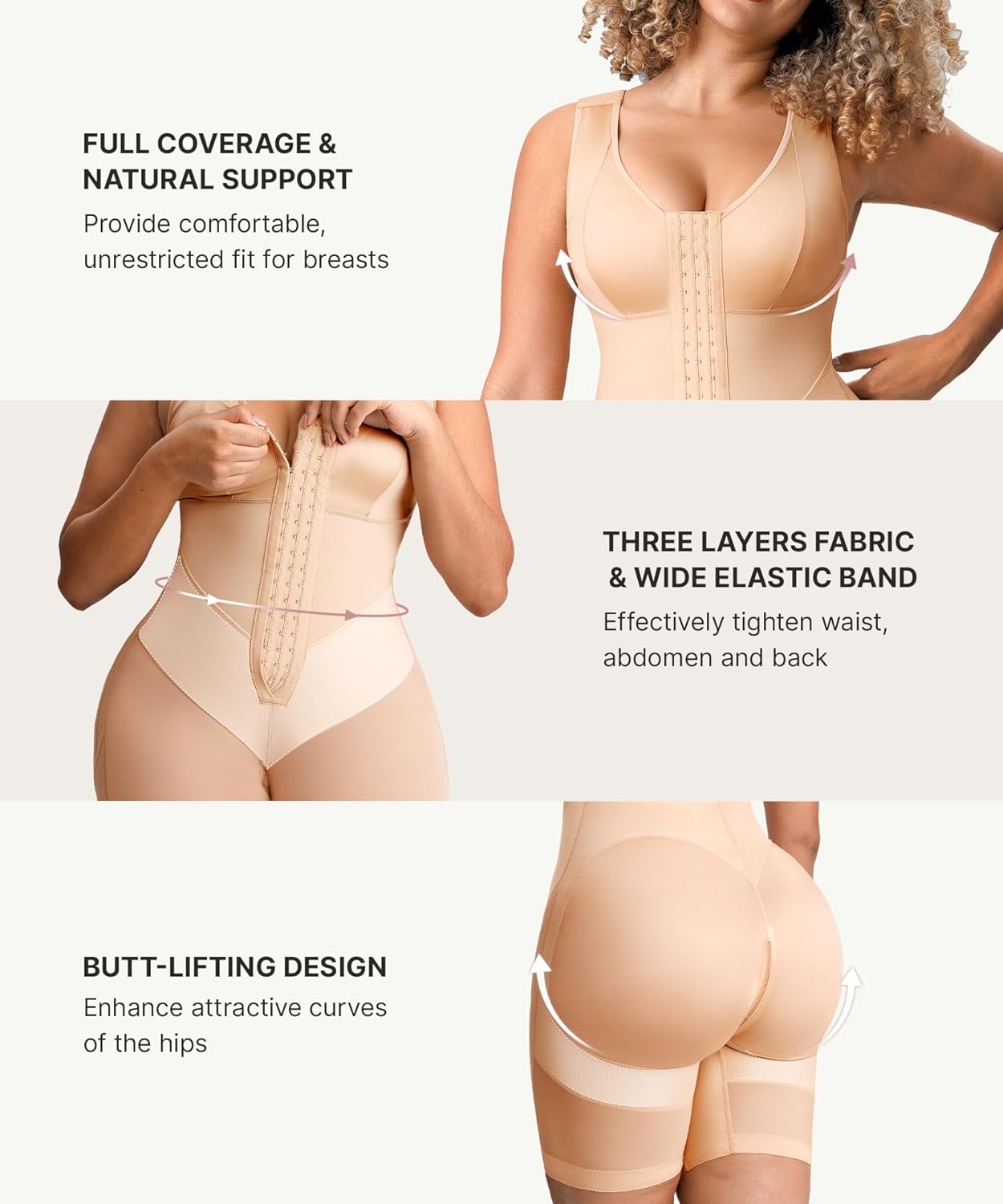 FeelinGirl Faja Body Shaper Tummy Control Shapewear Bodysuit Postpartum Moderate Compression Columbian Fajas