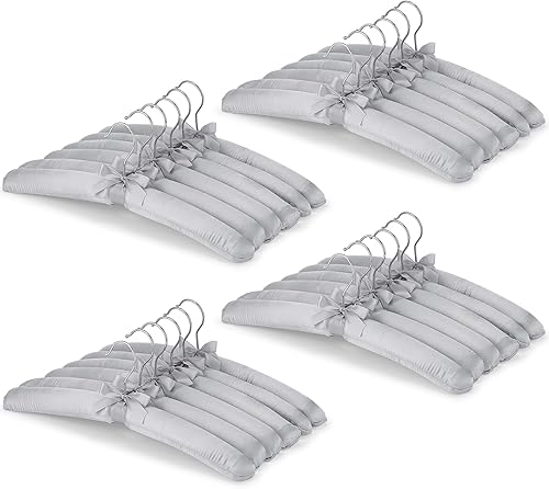 Miniatura 8 de 48 perchas acolchadas de satén con gancho giratorio antioxidante para colgar vestidos, suéteres, trajes y más (blanco)