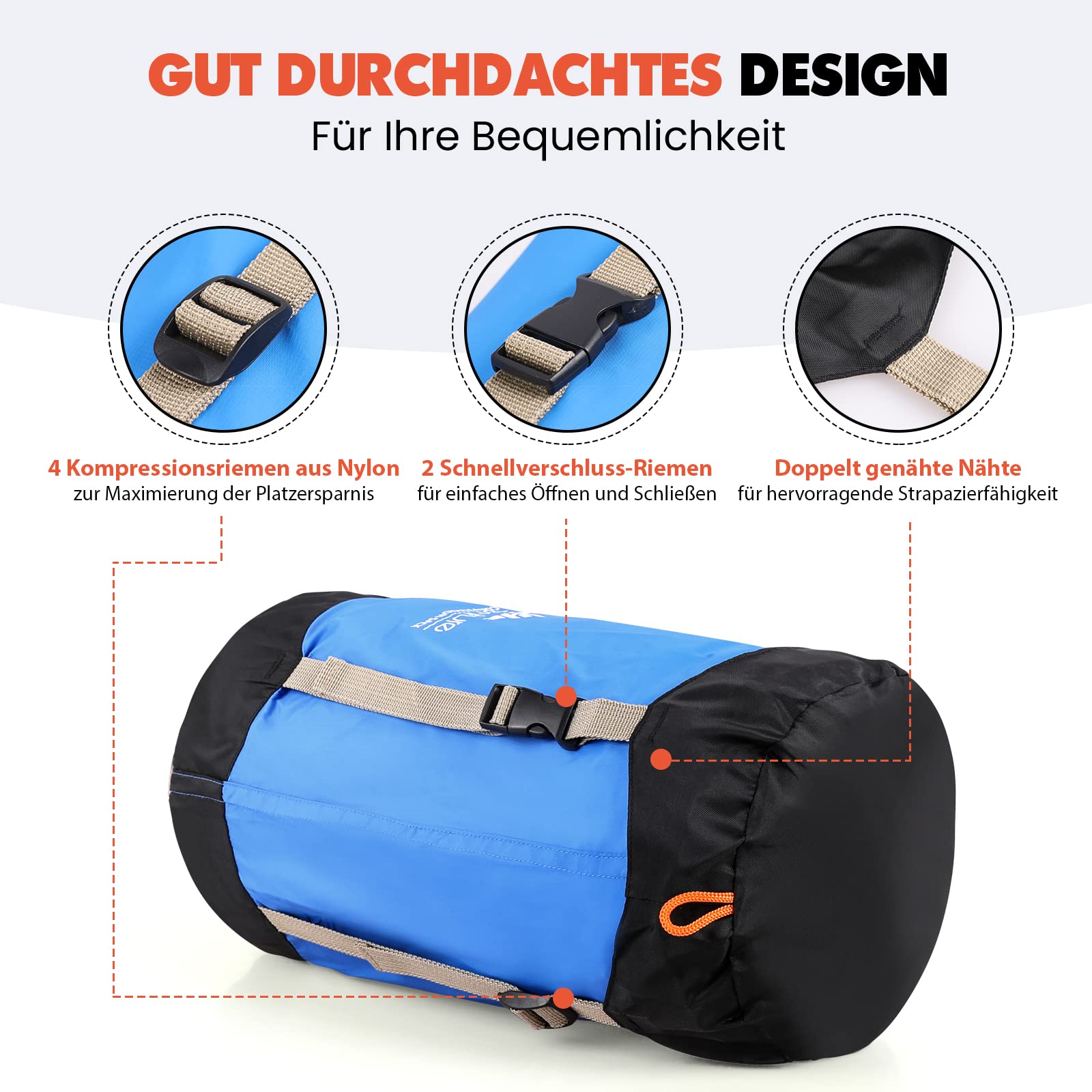 HIKENTURE Worek kompresyjny 10L/14L/20L/30L, 50% więcej miejsca do przechowywania Wodoodporny i ultralekki torba do przechowywania na kemping, do śpiwora.