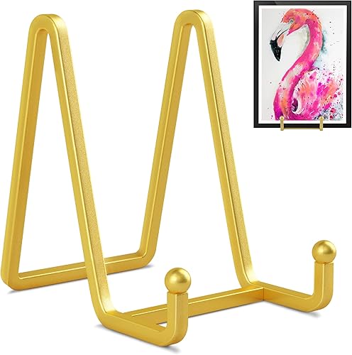 Paquete de 4 soportes de placa para exhibición, soporte cuadrado de metal de 4.5 pulgadas para placa de alambre + soporte de soporte para marco de