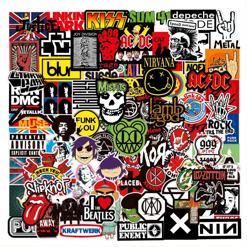 Stickers 100pcs Rock Band Punk with Waterproof Vinyl Graffiti Decals Sticker for Scrapbooking Laptop Skateboard Helmet Suitcase Car Snowboard Luggage Motorcycles Bicycle… (Rock Band)