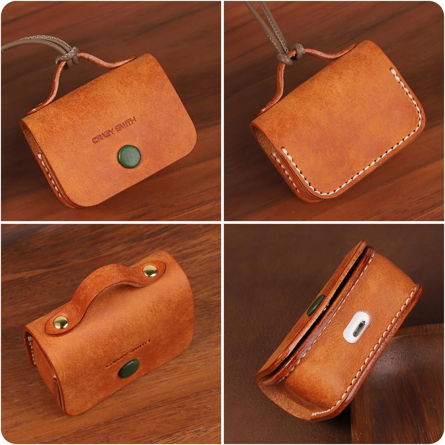 Handmade Cowhide Suitable for AirPods Pro 3 Protective case, Full Grain Leather, Minimalist Design, 2 Color Options (Golden Brown)