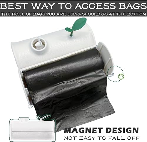 Miniatura 2 de Dispensador de bolsas para excrementos de perro para exteriores, con 2 rollos de bolsas de basura a prueba de fugas, estación de almacenamiento para