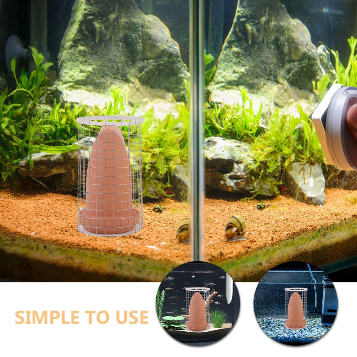 Conos de Cría para Peces Disco y Camarones, Cerámica Tapa y Red Protectora, Adecuado para Acuarios de Tamaño Medio y Cría Controlada