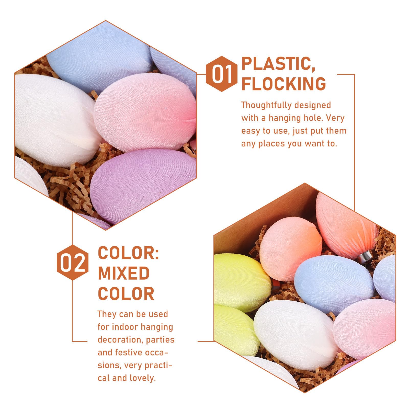 minkissy 36 Pezzi Uovo di Pasqua Decorativo Appeso in Plastica Floccata,