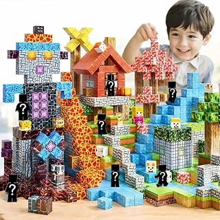 zmart 500個と人形20体 マグネット式 ブロック レンガ ミニワールド STEM 組み立て DIY 知育玩具 マインクラフト 風 ブロック おもちゃ 500ピース 組み立て 知育 玩具 子供 キッズ 玩具 建築 セット