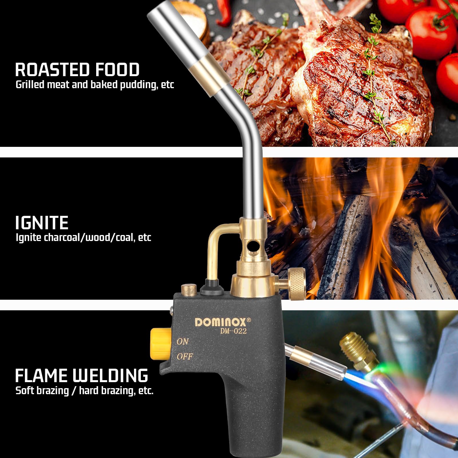 Antorcha de Propano de Alta Intensidad - Cabeza de Antorcha de Gas de Arranque Para Soldadura - Compatible Con Tanque de Propano, MAP y MAP Pro