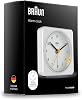 Braun Klasik analog çalar saat, erteleme ve ışık, sessiz kuvars süpürme hareketi, Crescendo bip alarmı, beyaz model, BC03W.