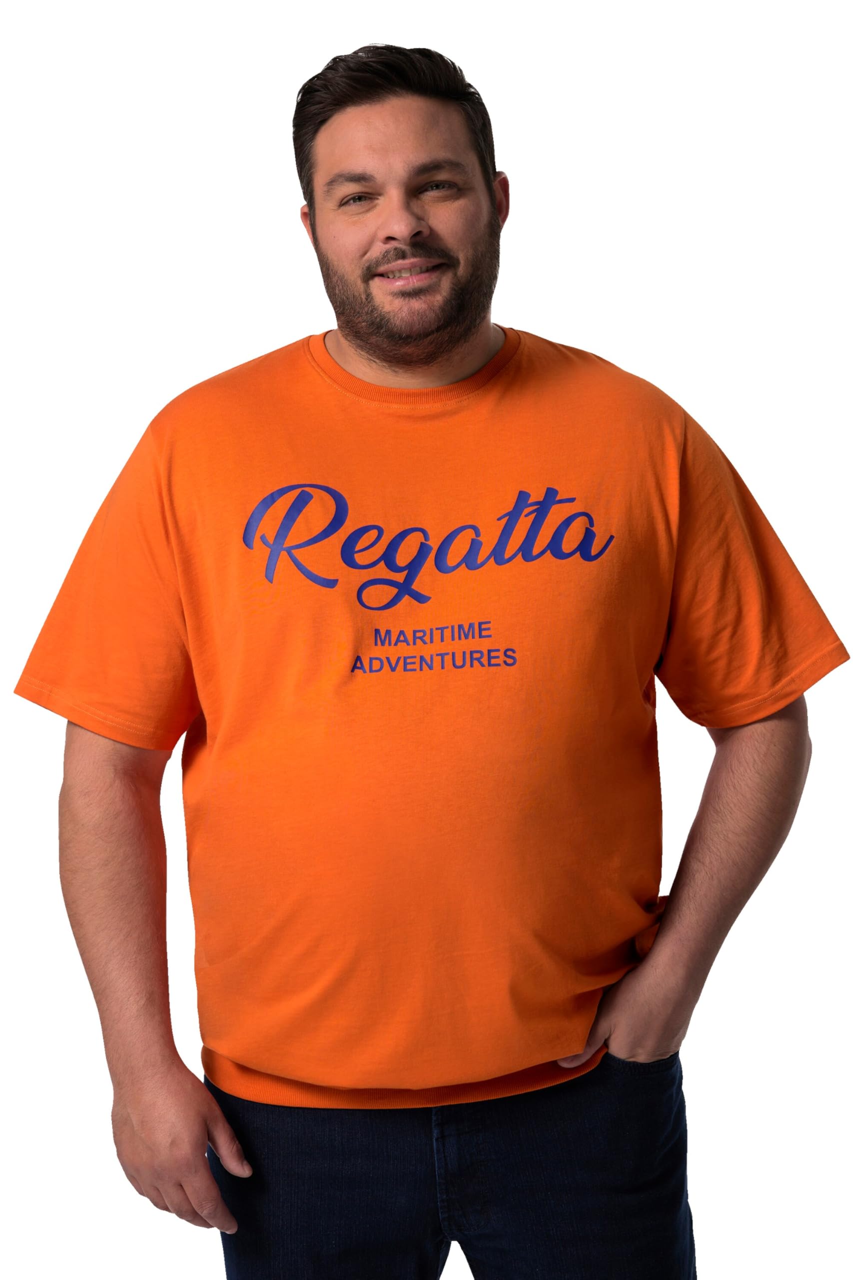 Men Plus Herren große Größen Übergrößen Menswear L-8XL T-Shirt, Halbarm, Bauchfit, Frontdruck 832121