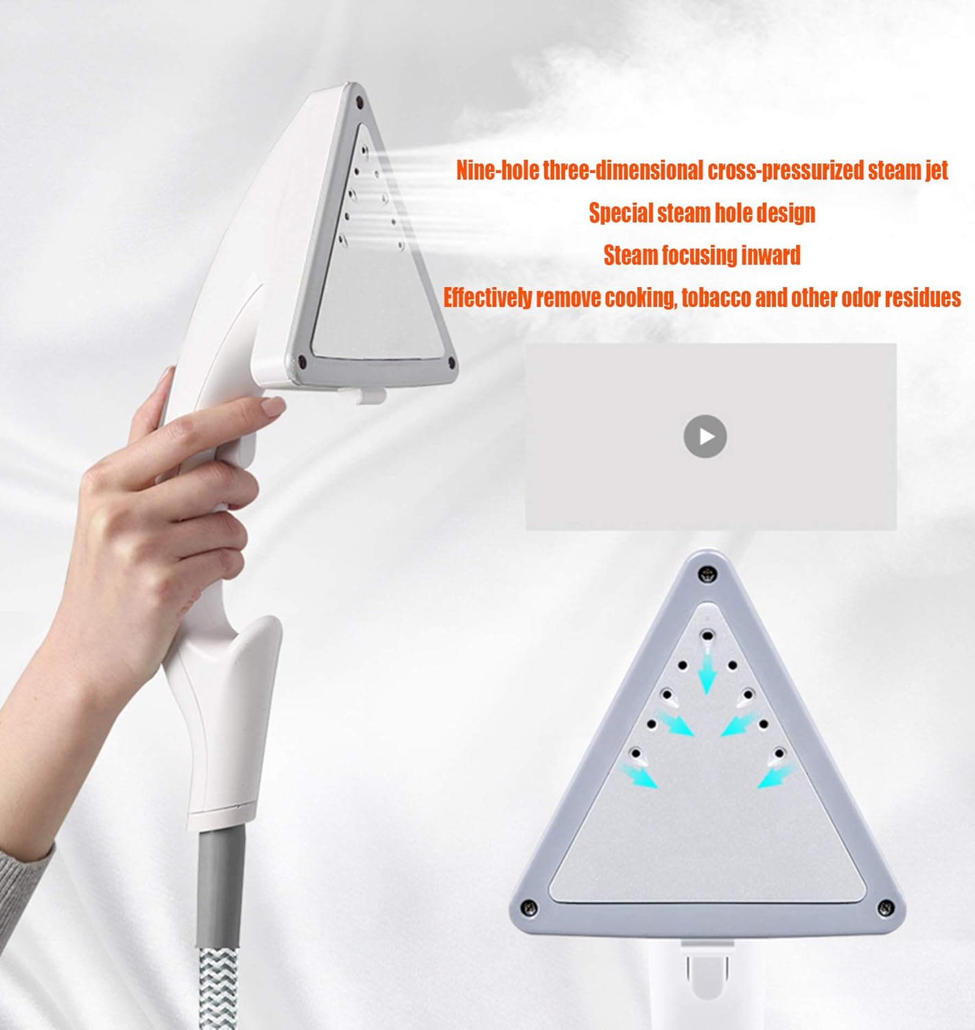 Garment Steamer - Adjustable Foldable Double Pole Vertical Steamer 2000W Heavy Duty Fabric Steamer 2.5 L Water Tank 6 Level Steam Adjustment with Fabric Brush