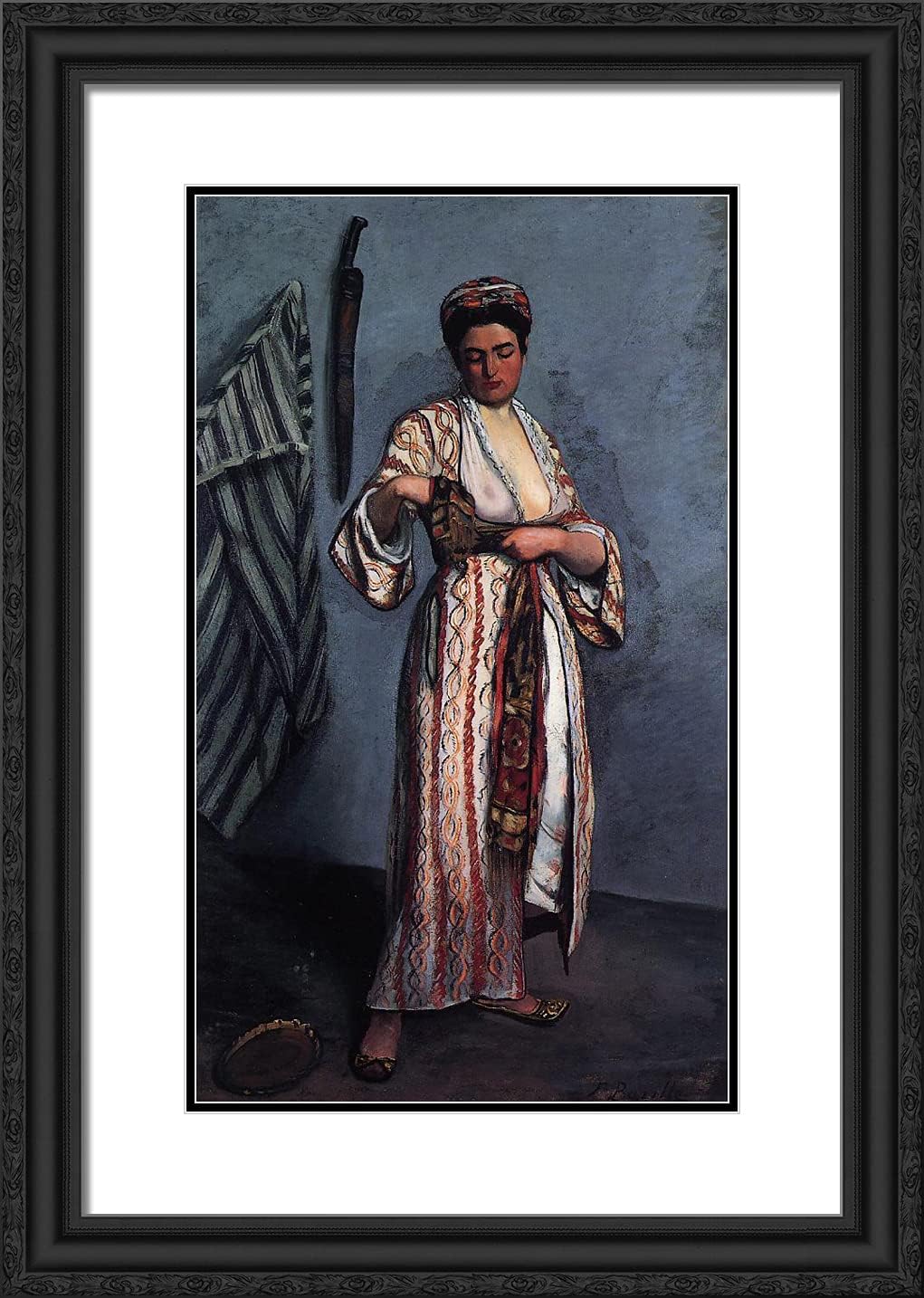 ArtDirect Bazille, Frederic 18x24 Gold Ornate Framed Art Print with Double Matting Titled: Woman in Moorish Costume