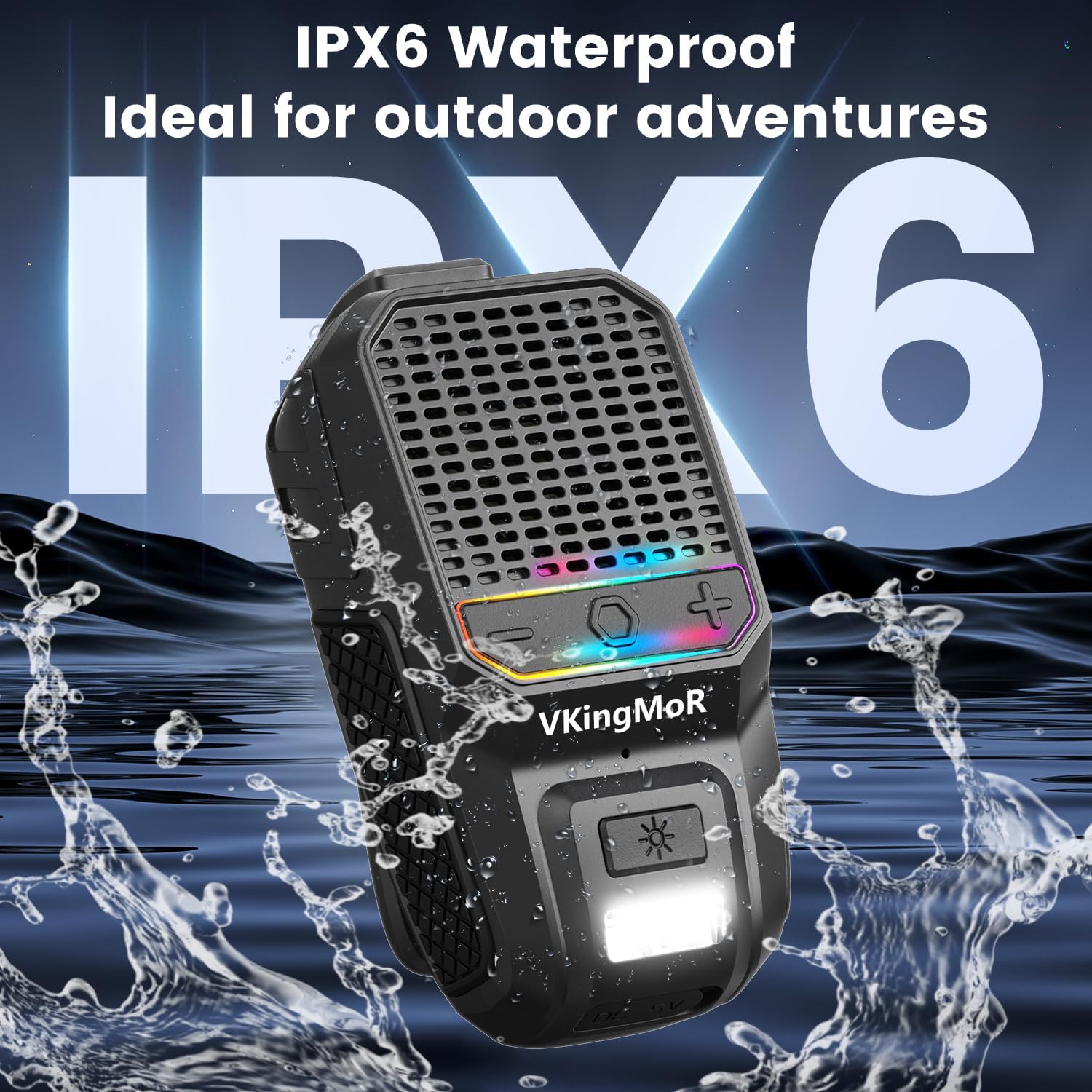 Wearable Bluetooth Speaker, Clip-On Portable Speaker with Built-in Mics Hands-Free Music and Calls for Hiking/Biking, Small Speakerr with LED Light, 15H Battery Life Speakerr(Black) - Image 5