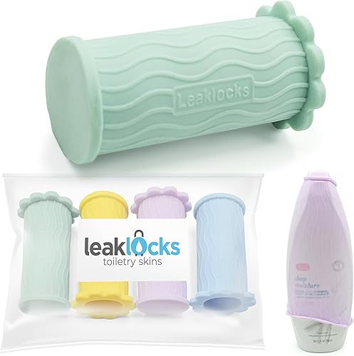 Miniatura 7 de LeakLocks Toiletry Skins Funda elástica para contenedor de viaje a prueba de fugas en el equipaje. Para artículos de tocador de tamaño estándar y de