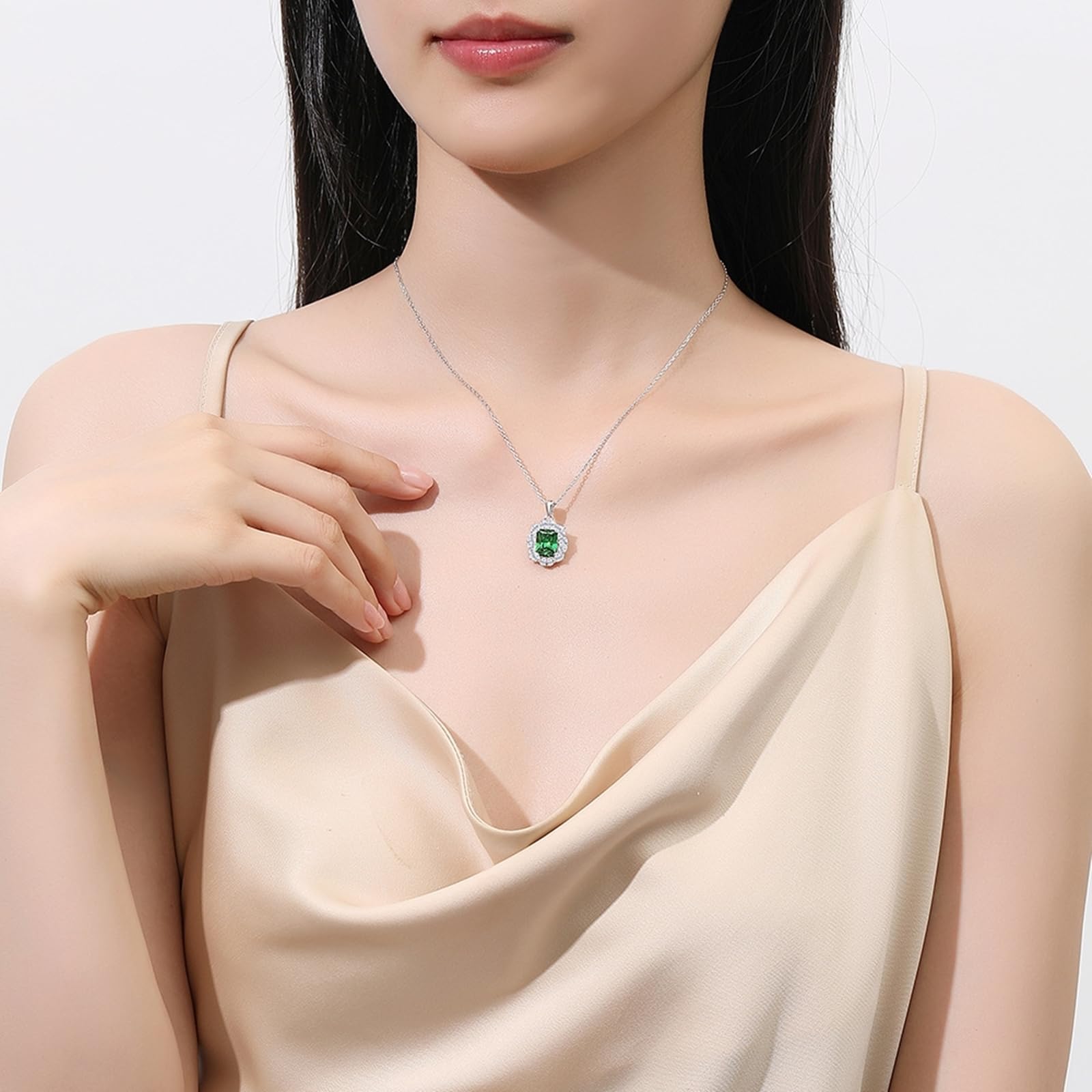 Collar de oro blanco y platino para mujer, collar de plata plateada, collar de oro para mujer