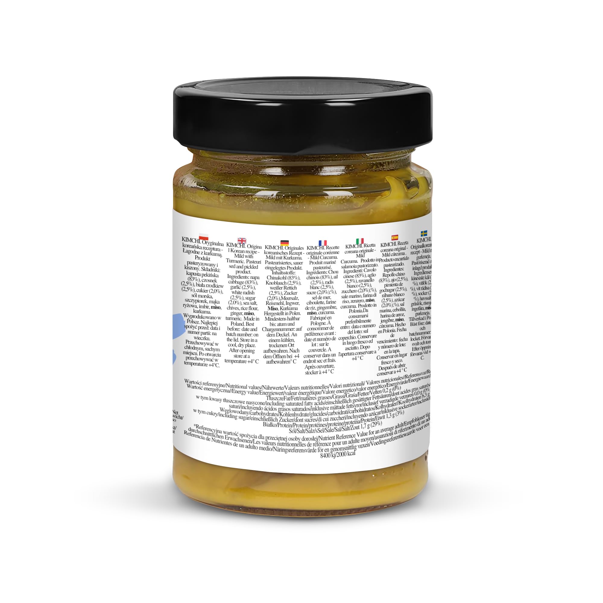 Bakoki 백김치 Baek‑Kimchi – Kimchi doux, sans piment, fermenté de manière traditionnelle au curcuma – 2 × 300 g (idéal pour le déjeuner, les bowls et les accompagnements)