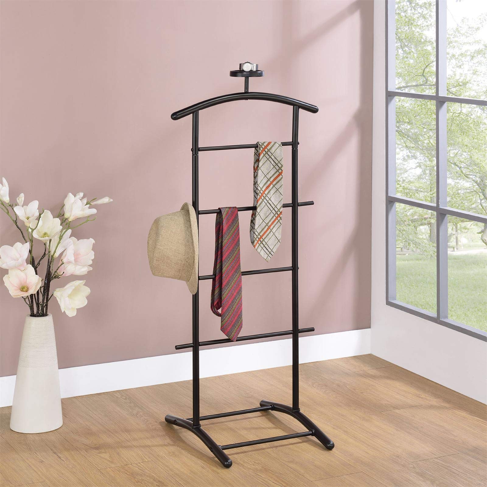 IDIMEX Valet de Chambre ATRIX chevalet de Nuit Portant pour vêtements, Structure en métal laqué Noir