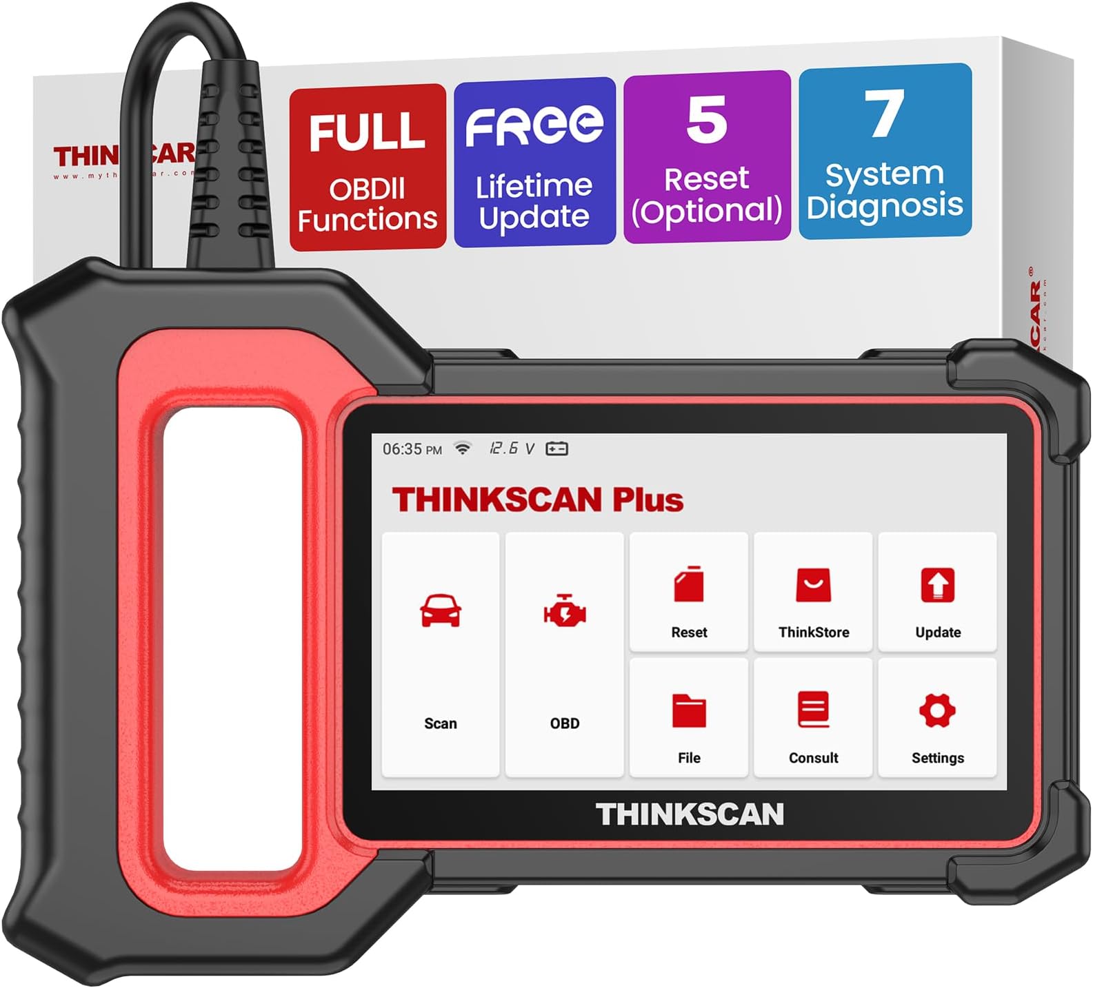 THINKCAR OBD2 Scanner, ThinkScan Plus S7 ABS,SRS,ECM,TCM,BCM,AC,IC System Diagnostic Scan Tool, 5 Special Services Options Car Scanner, Cover 10,000+ Cars Code Reader,AutoAuth for FCA SGW
