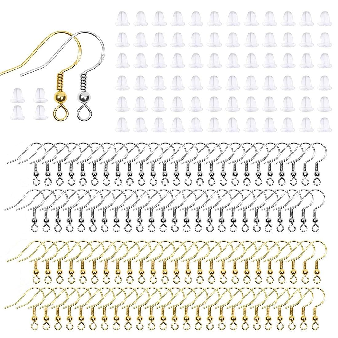 Ganci per Orecchino in Acciaio Inossidabile Oro Opaco 200 Pezzi Ipoallergenici con Sfera Primavera