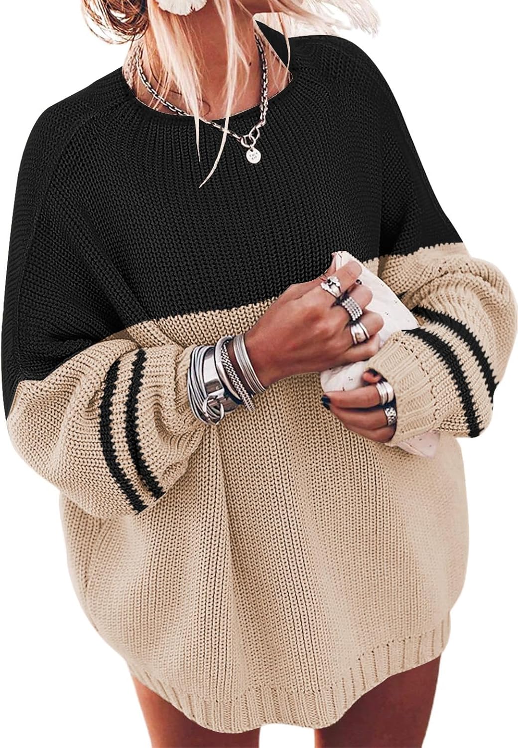 ETCYY Womens Oversized Sweaters Fall 2025 Fashion Winter Clothes Batwing Long Sleeve Knit Sweater Pullover Jumper Tops