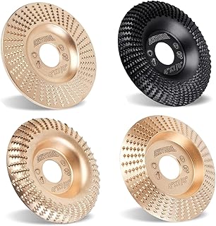 4Pcs 4 Inch HIGH Temperature Hardening Wood Carving Disc Grinding Wheel Set Wood Shaping Wheel Wood Grinding Shaping Disc for Angle Grinder with 7/8" -5/8" Arbor