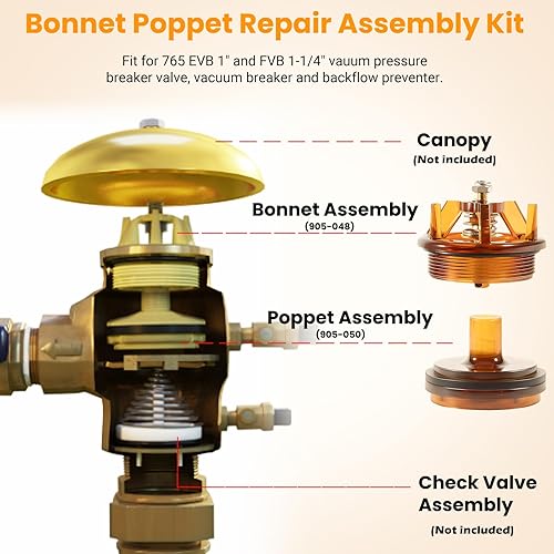 Miniatura 2 de Sunluway para Febco 765-1 Kit de reparación 905-212 Kit de reparación de capó Poppet Kit de reparación de 1 pulgada y 1-1/4 pulgadas de reflujo y